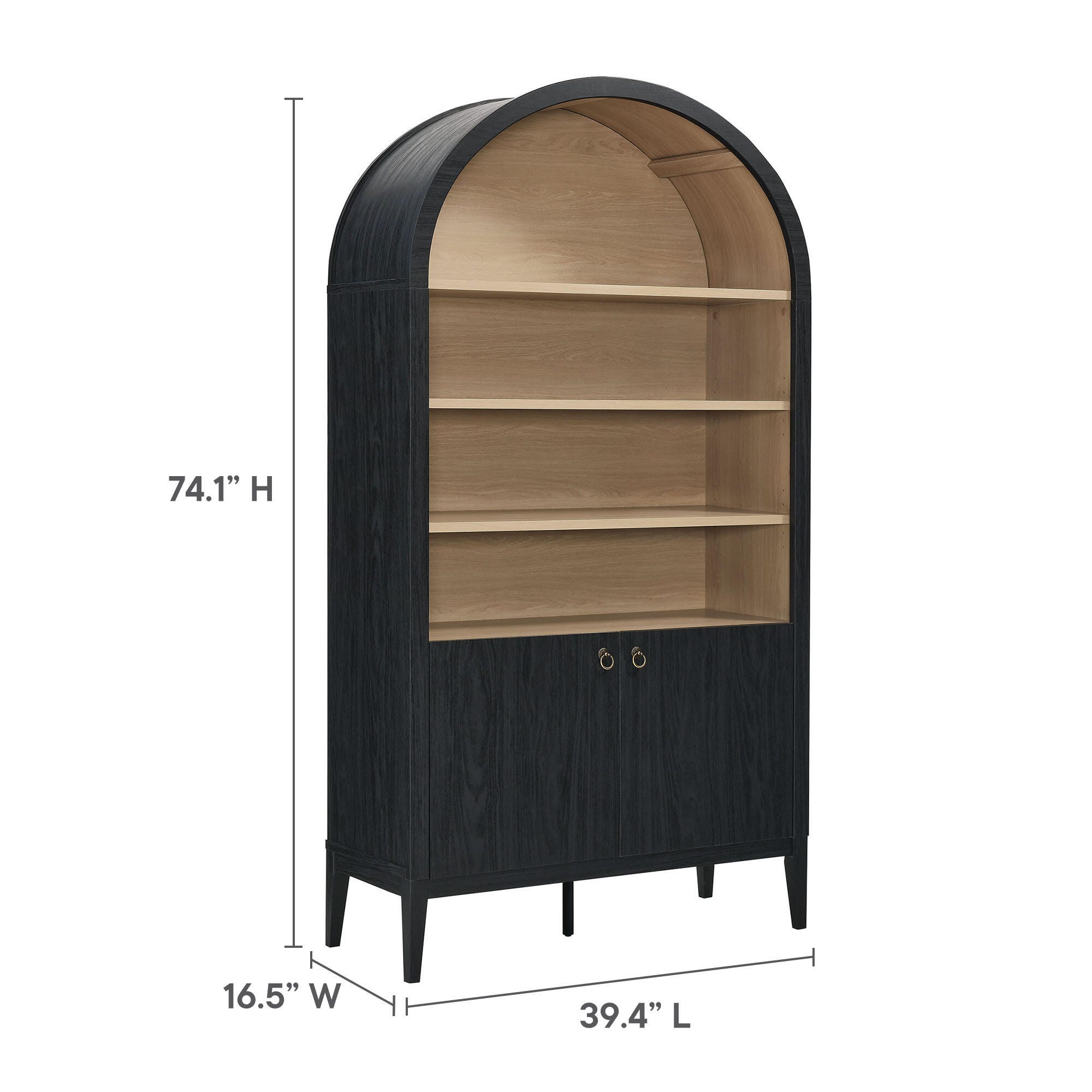 Modway Nolan 74" Storage Bookcase, Black, large
