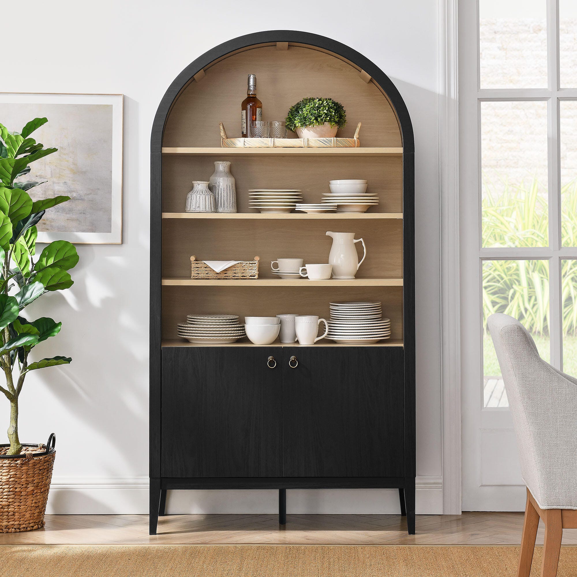 Modway Nolan 74" Storage Bookcase, Black, large