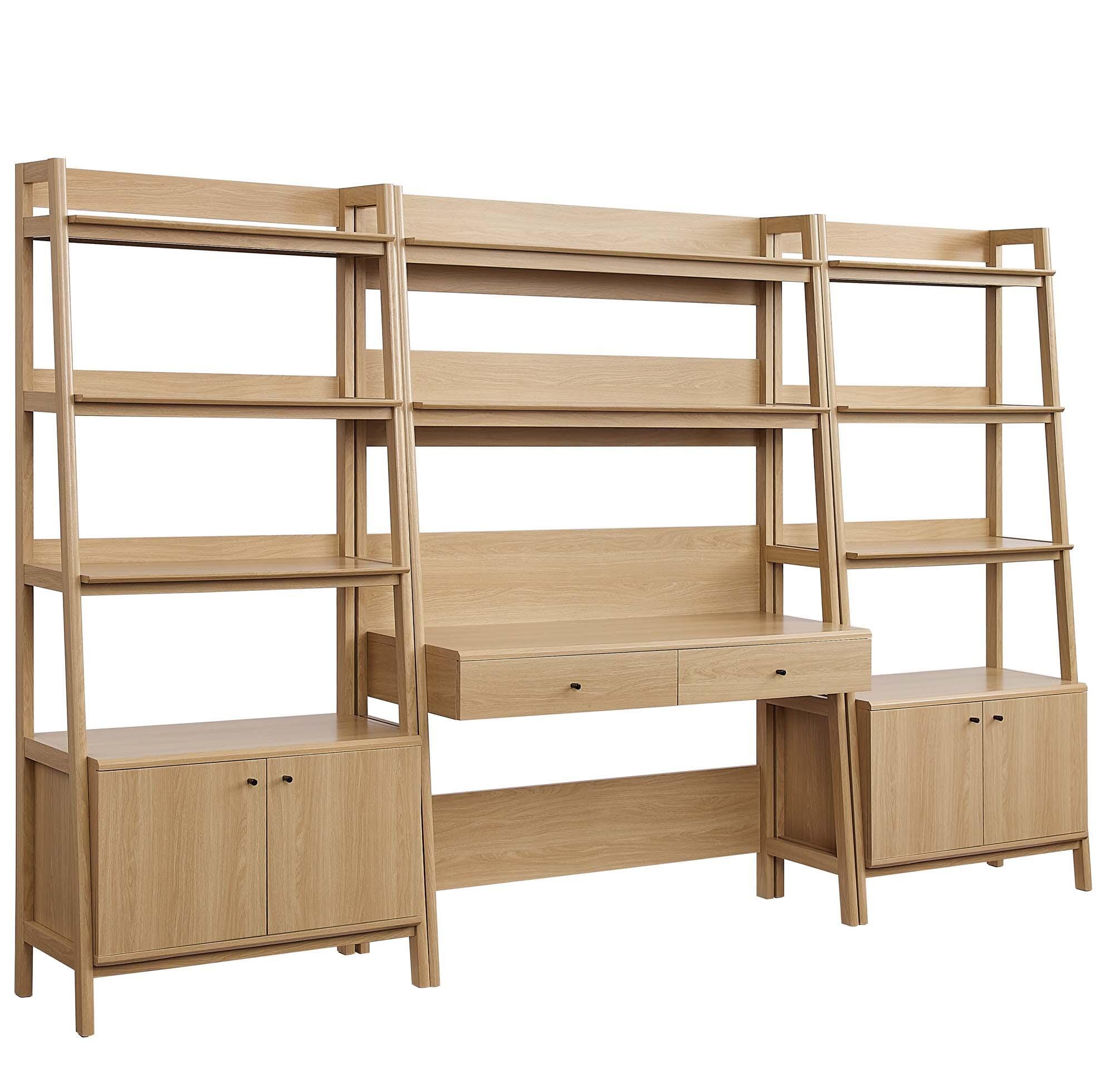 Modway Bixby 19" Home Office Desk and 2 Wide Bookshelf Set, , large