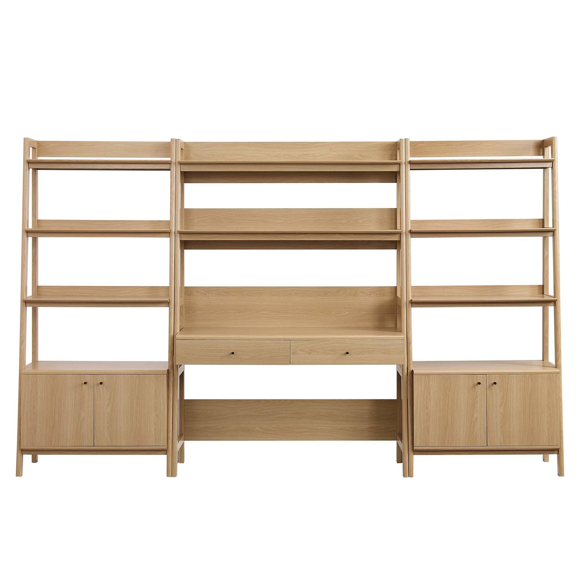 Modway Bixby 19" Home Office Desk and 2 Wide Bookshelf Set, , large