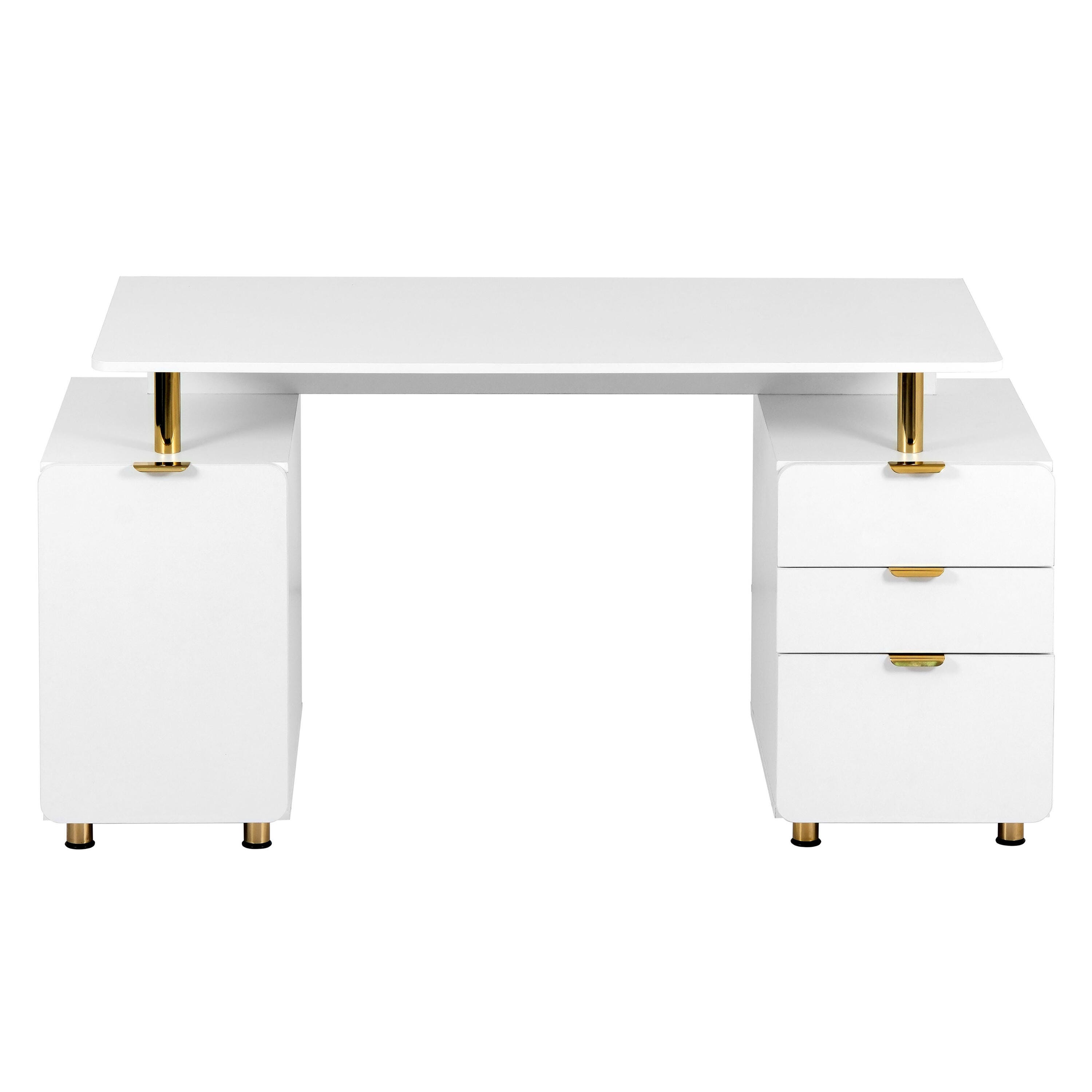 Techni Mobili 56" Home Office Desk, White, large