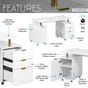 Techni Mobili 56" Home Office Desk, White, large