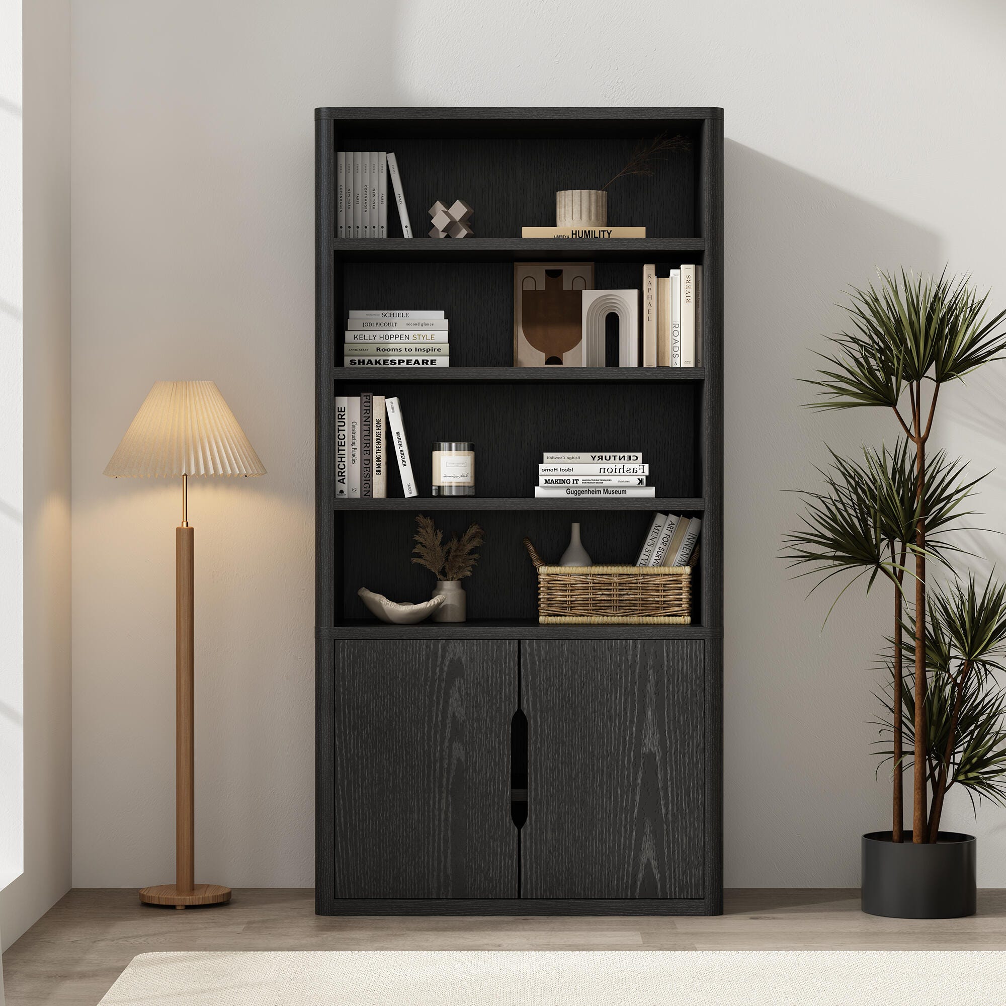 Manhattan Comfort Rivington 79" Bookcase, Black, rollover
