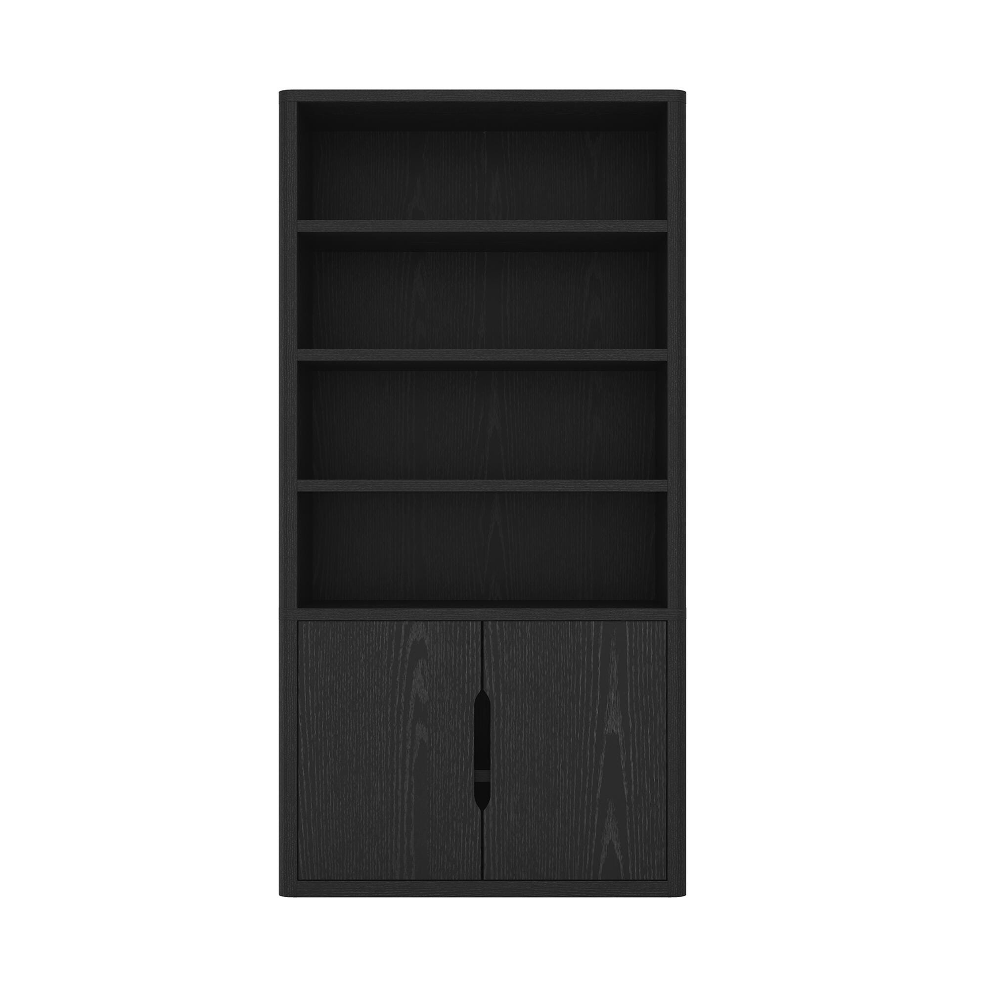 Manhattan Comfort Rivington 79" Bookcase, Black, large
