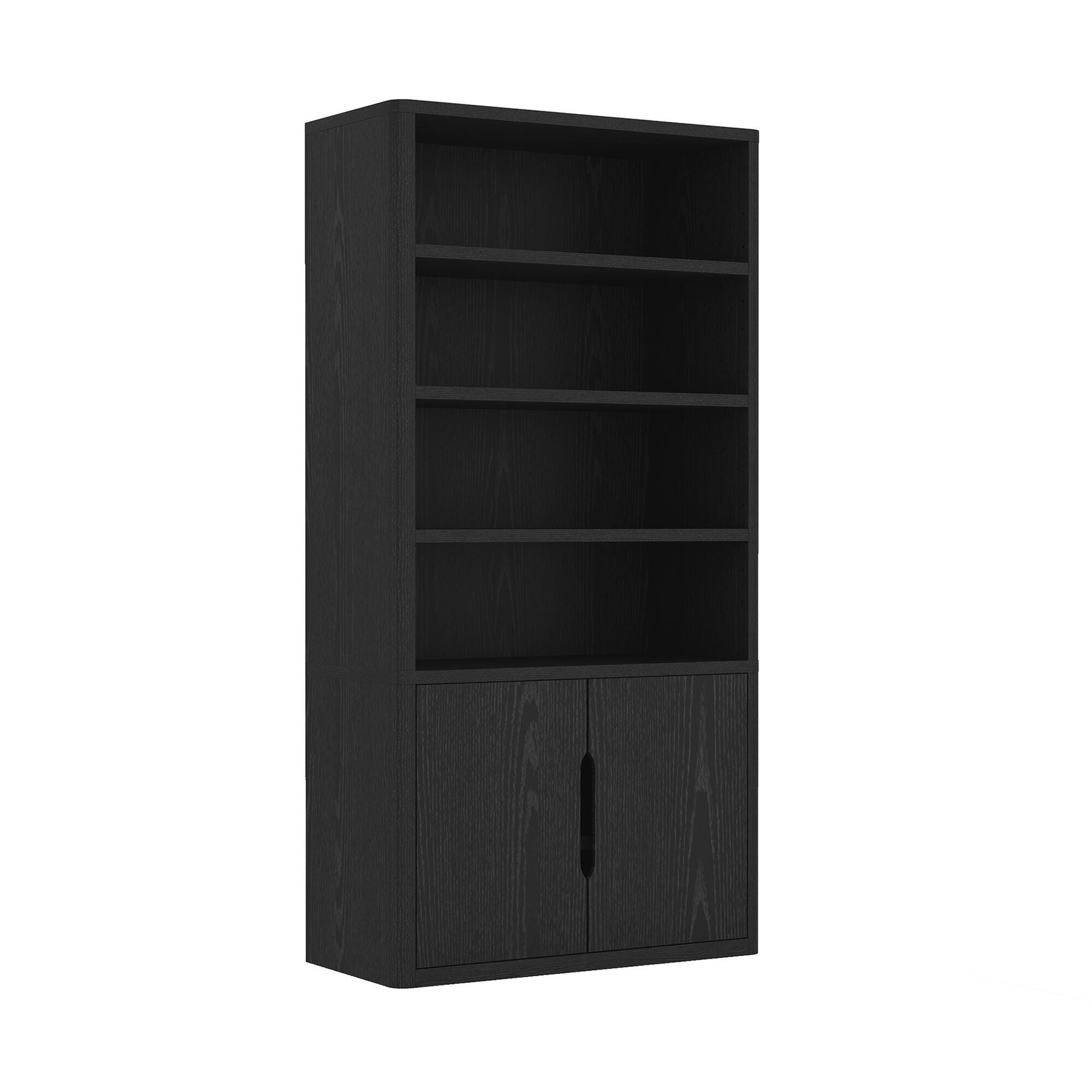 Manhattan Comfort Rivington 79" Bookcase, Black, large