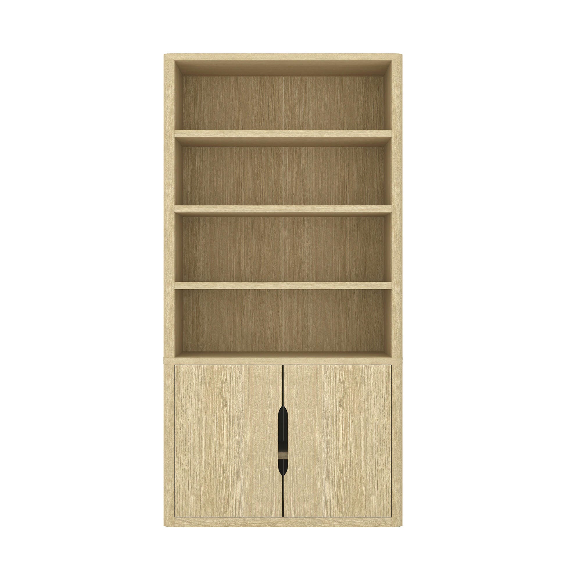 Manhattan Comfort Rivington 79" Bookcase, Natural Oak, large