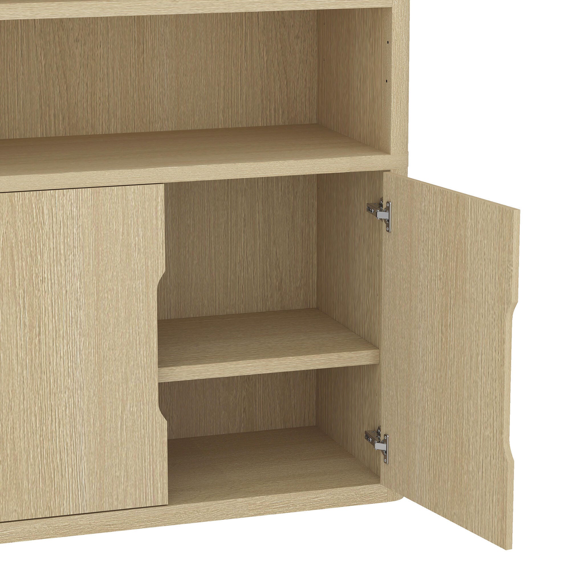 Manhattan Comfort Rivington 79" Bookcase, Natural Oak, large