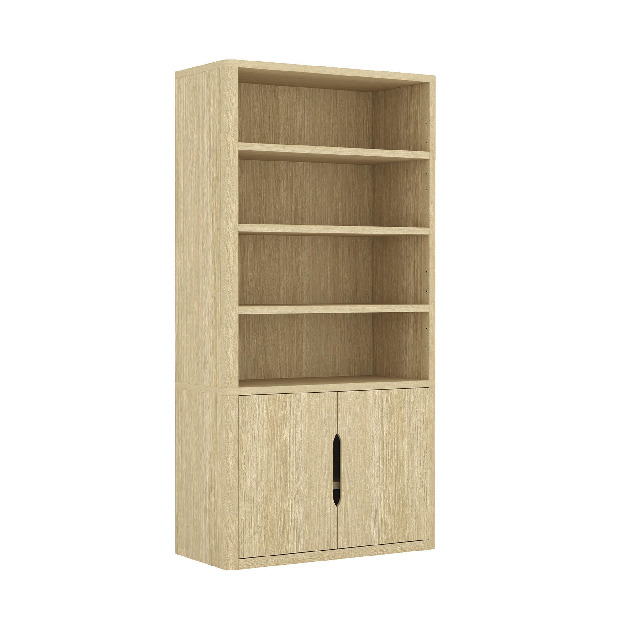 Manhattan Comfort Rivington 79" Bookcase, Natural Oak, large