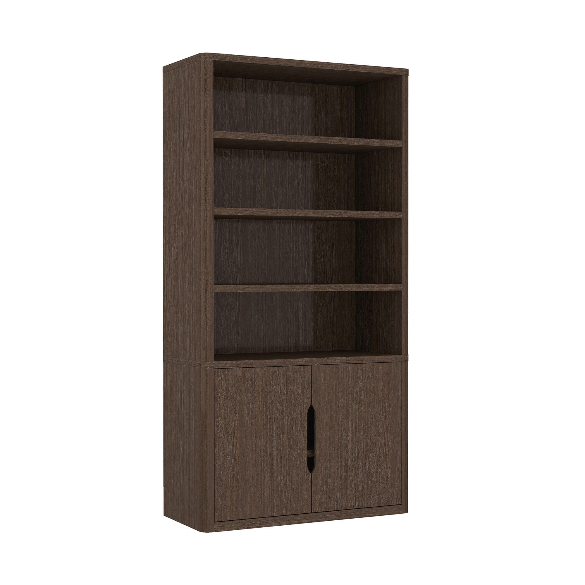Manhattan Comfort Rivington 79" Bookcase, Walnut, large