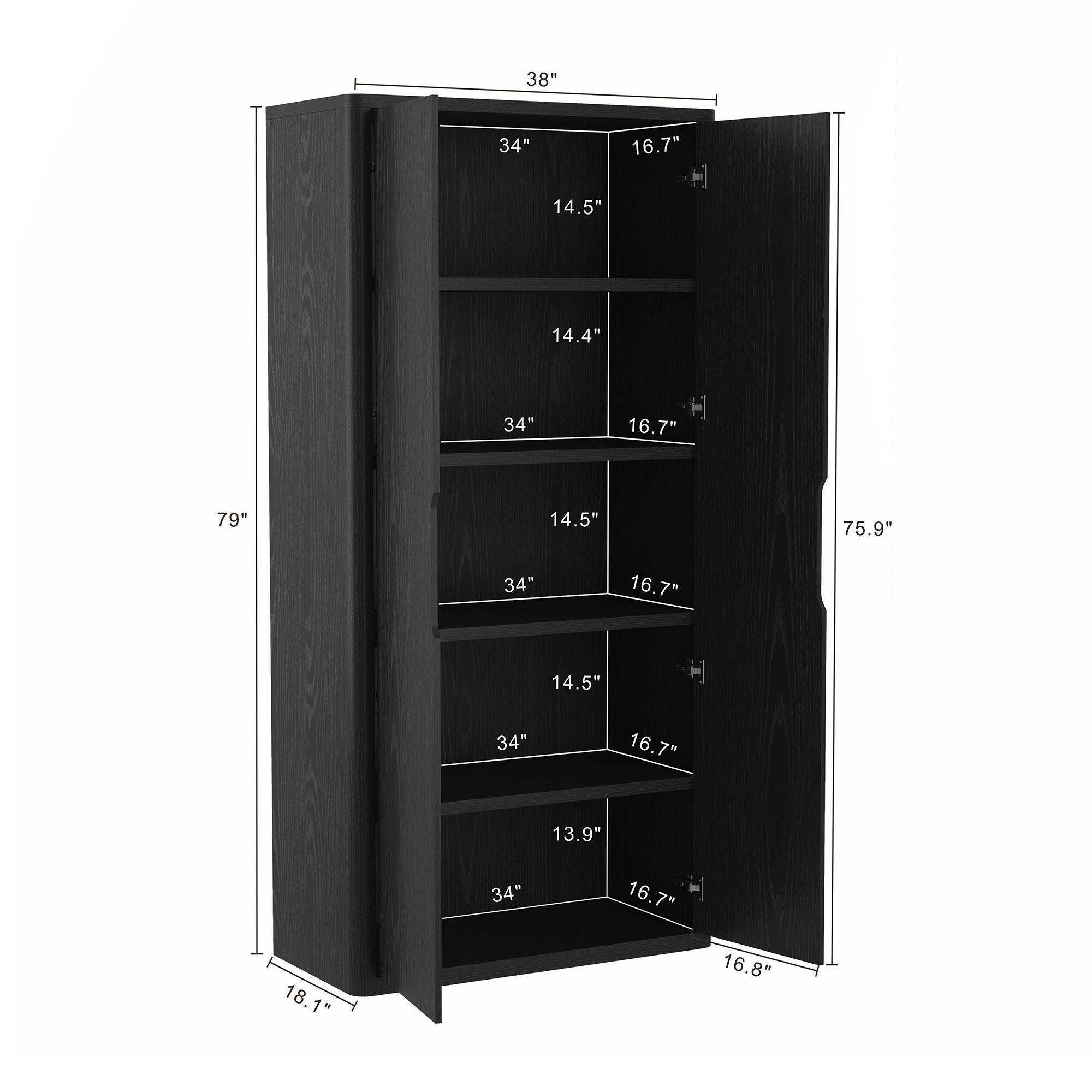 Manhattan Comfort Rivington 79" Bookcase, Black, large