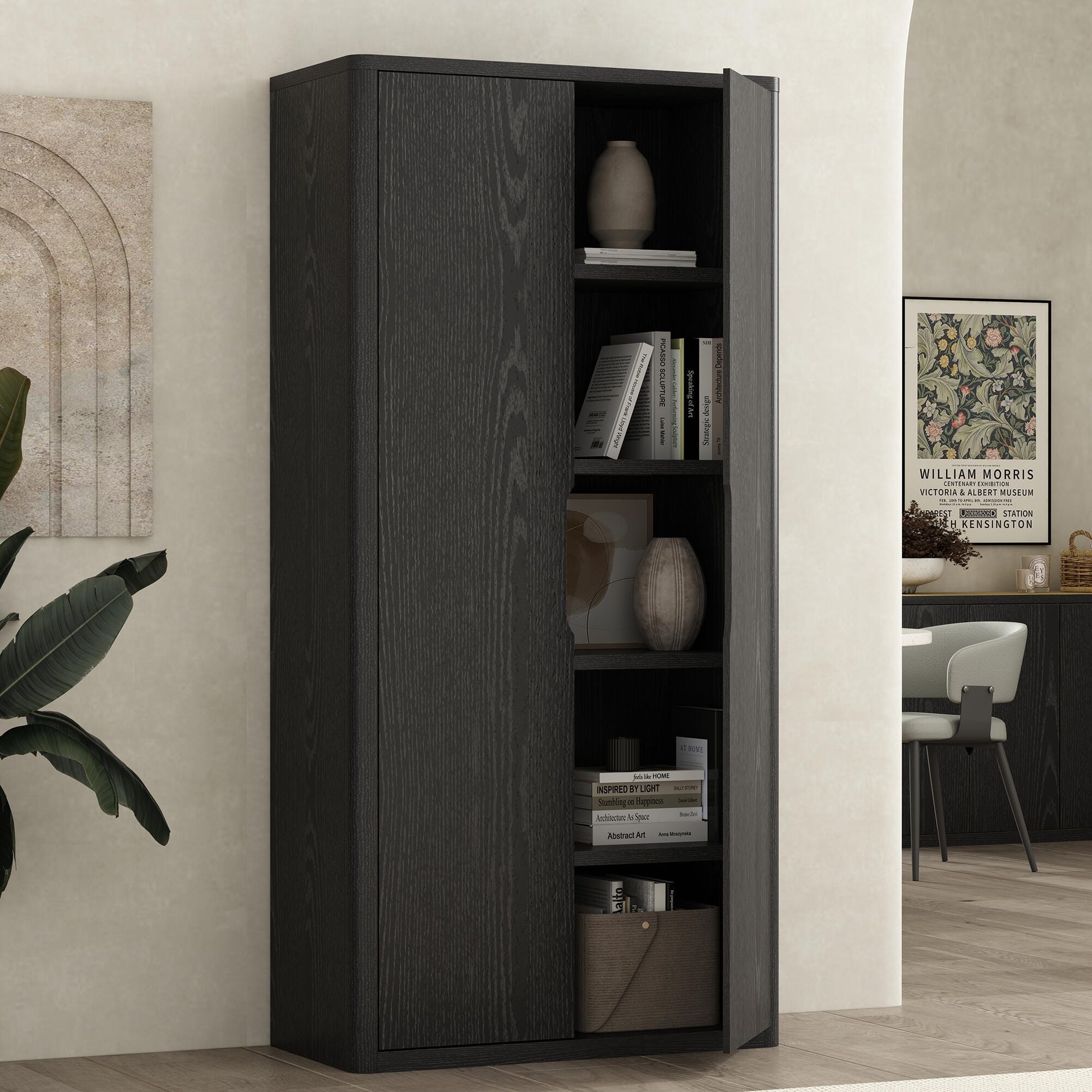 Manhattan Comfort Rivington 79" Bookcase, Black, large