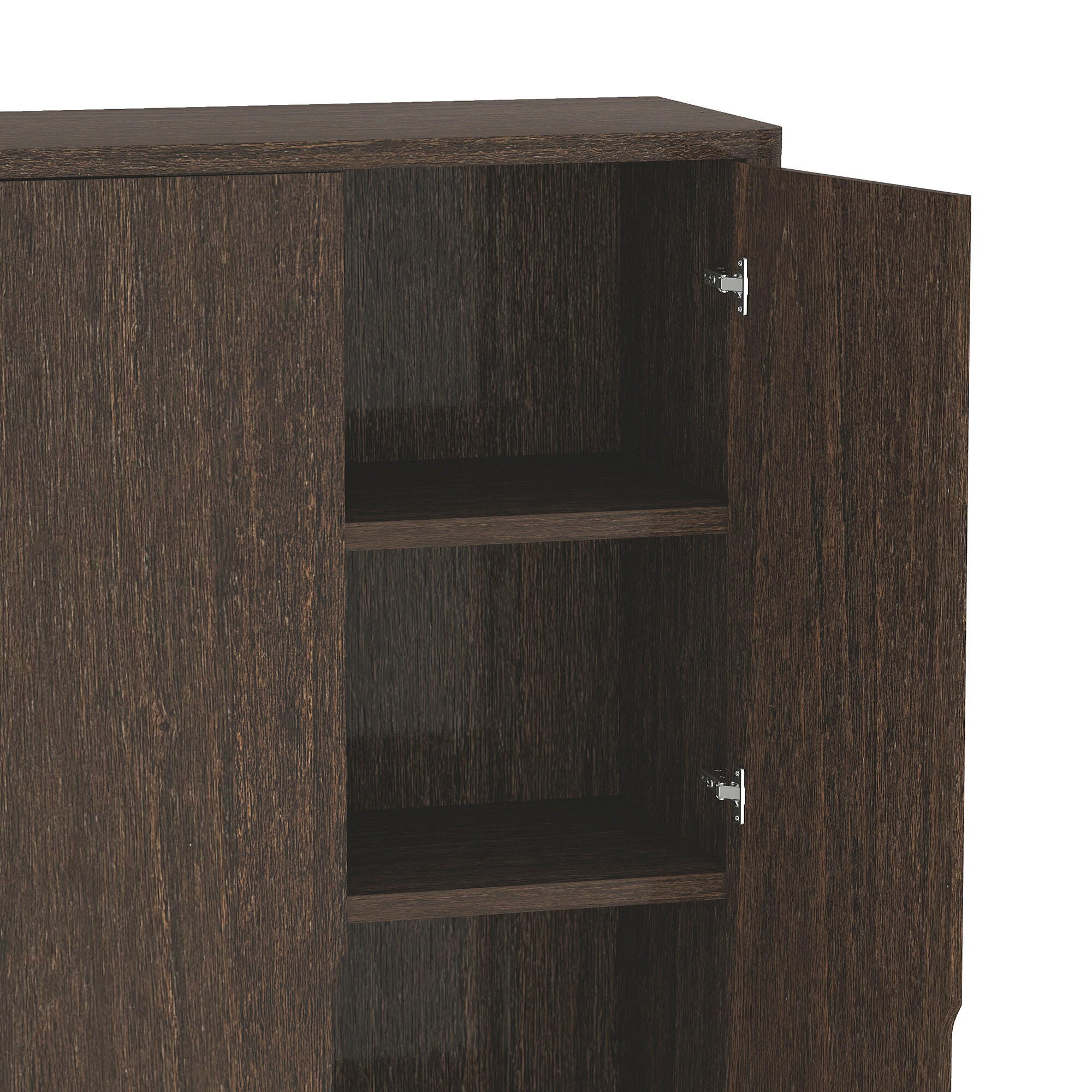 Manhattan Comfort Rivington 79" Bookcase, Walnut, large