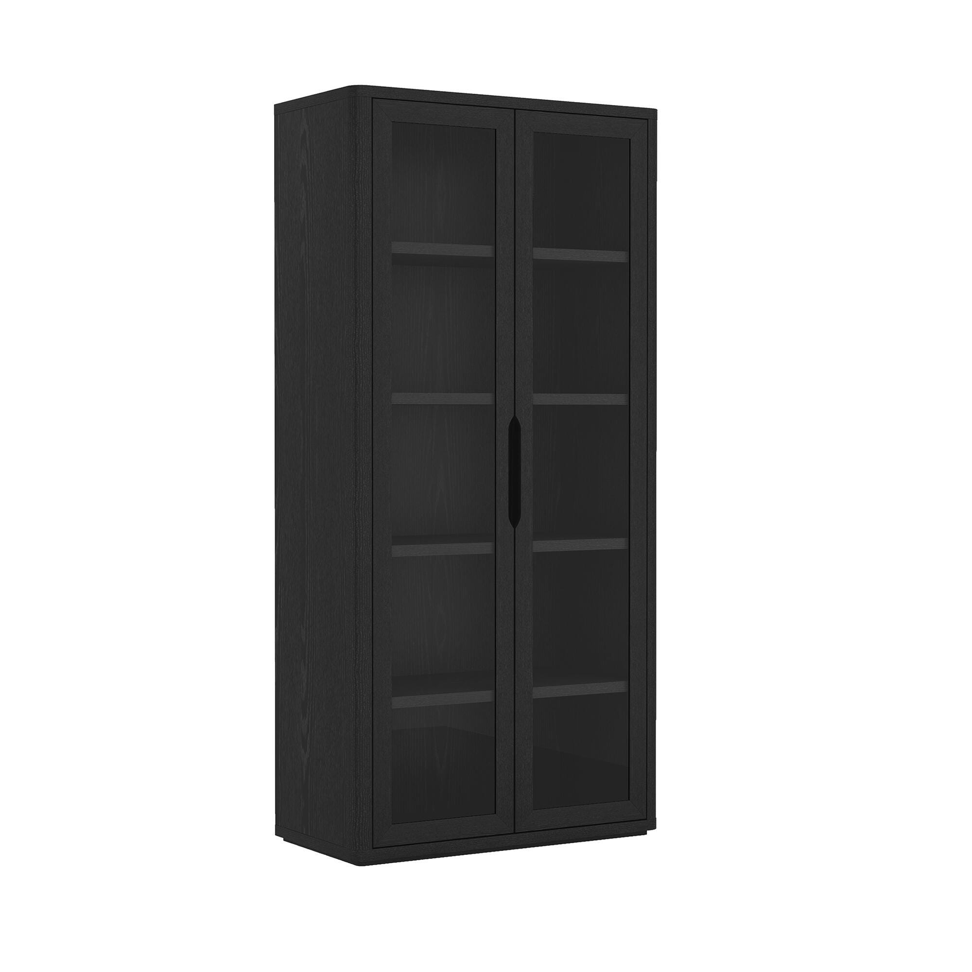 Manhattan Comfort Rivington 79" 5 Shelves Bookcase, Black, large