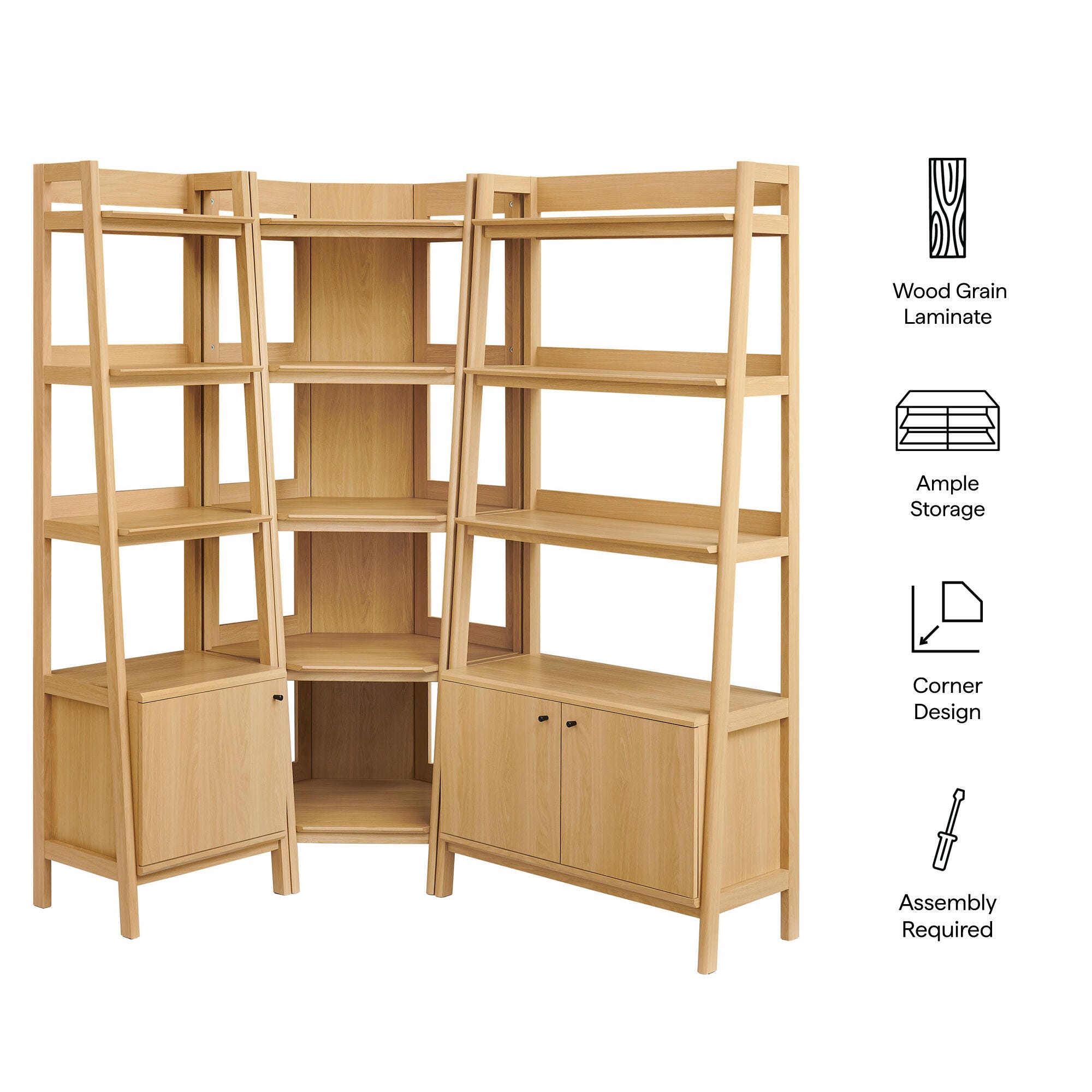 Modway Bixby 71" Corner Bookshelf Set, , large
