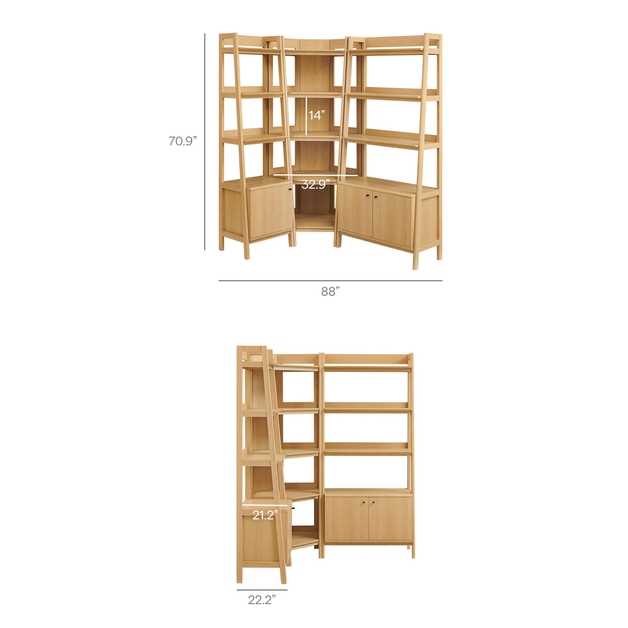 Modway Bixby 71" Corner Bookshelf Set, , large