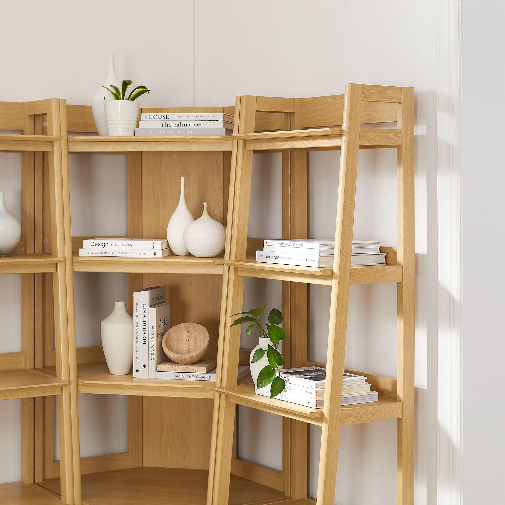 Modway Bixby 71" Corner Narrow Bookshelf Set, , large