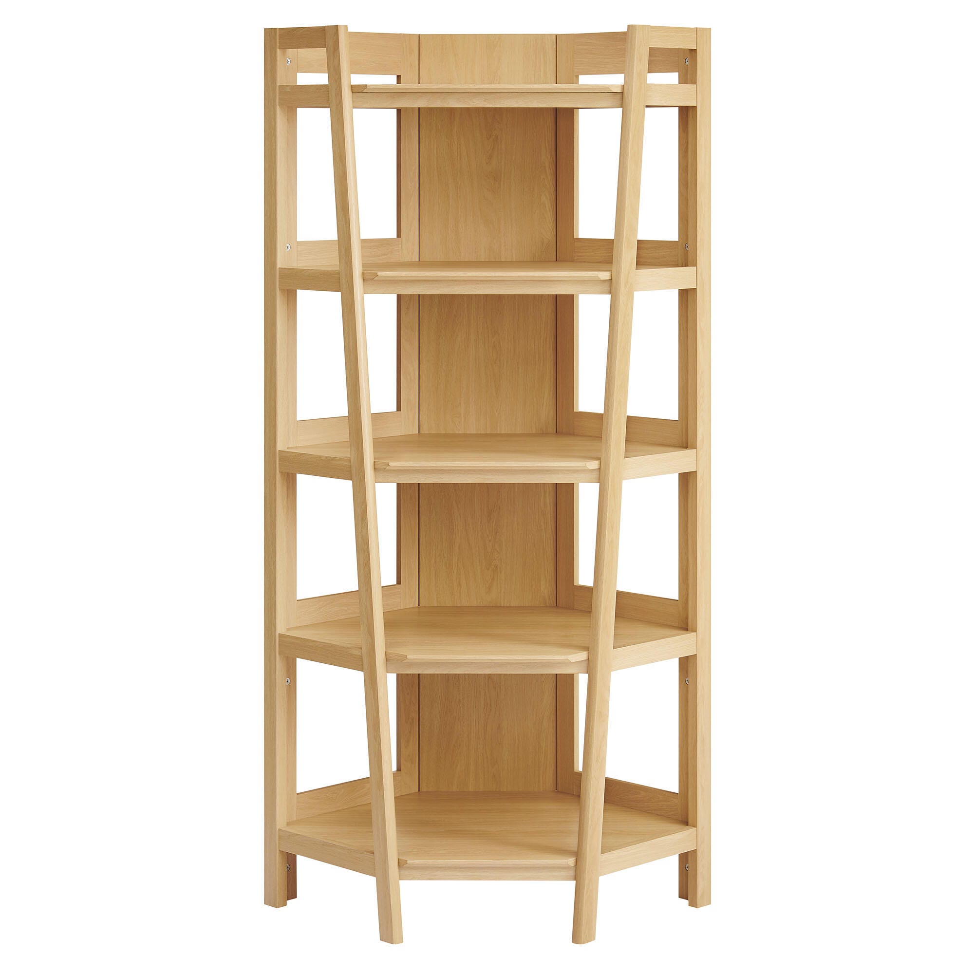 Modway Bixby 71" Corner Bookshelf, Oak, large