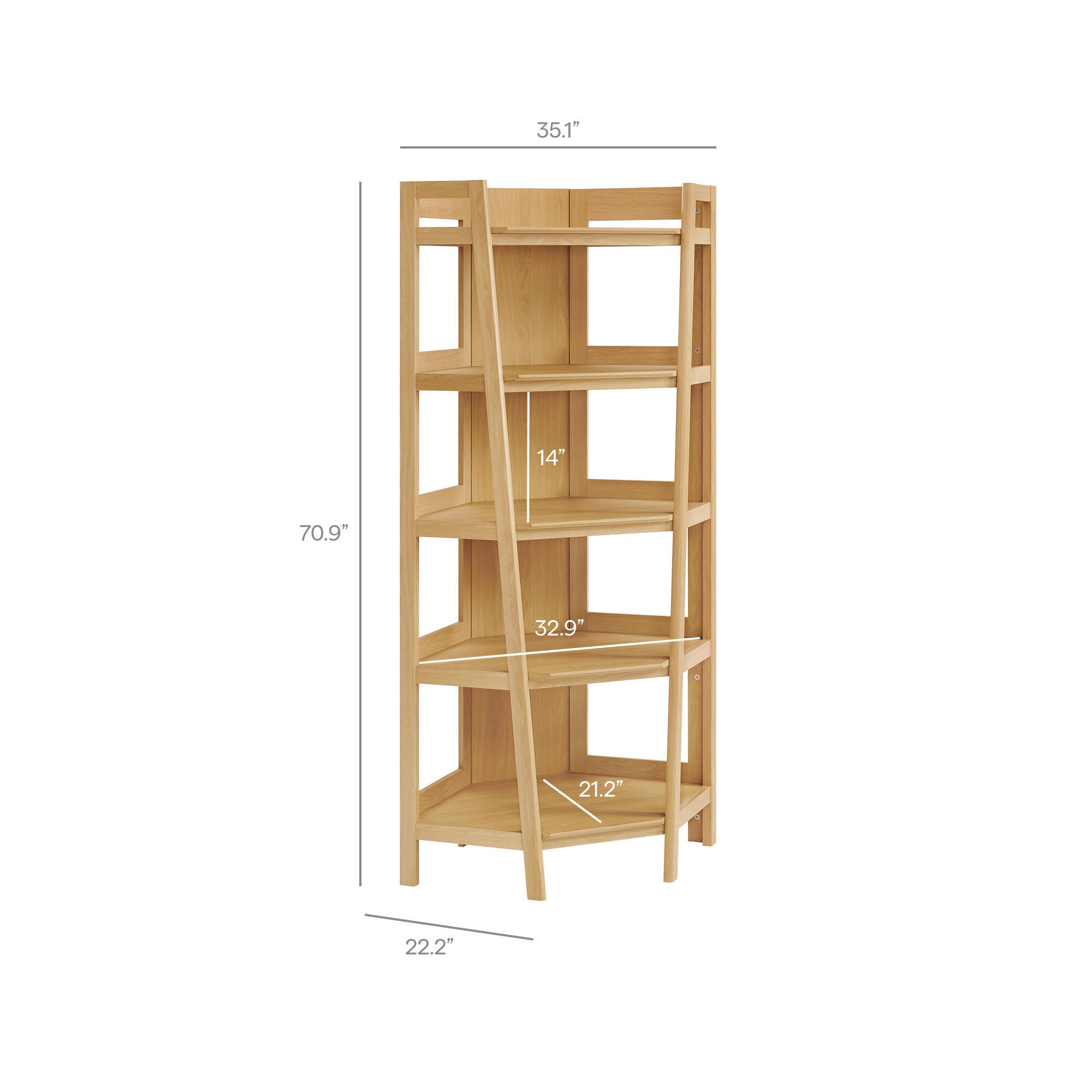 Modway Bixby 71" Corner Bookshelf, Oak, large