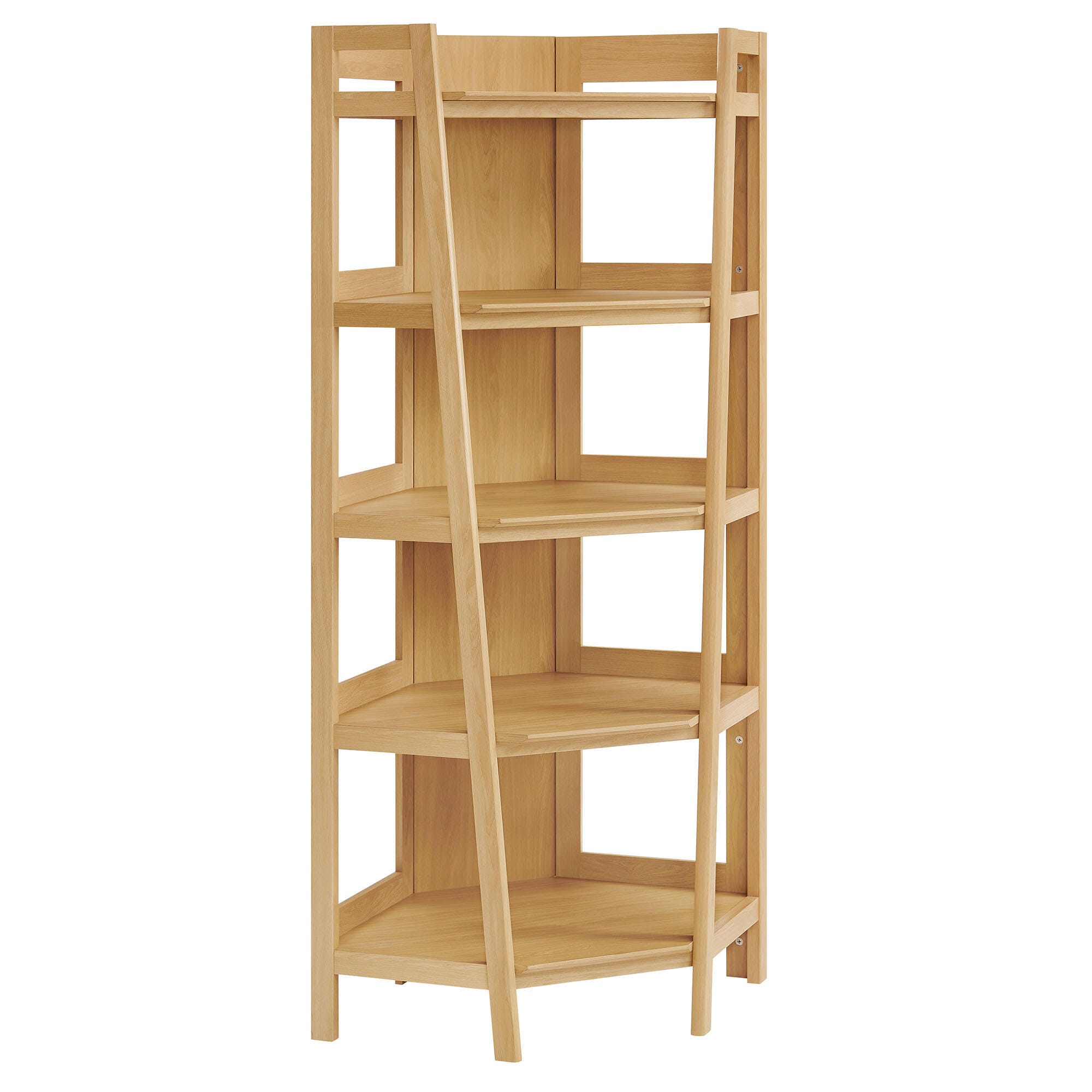 Modway Bixby 71" Corner Bookshelf, Oak, large