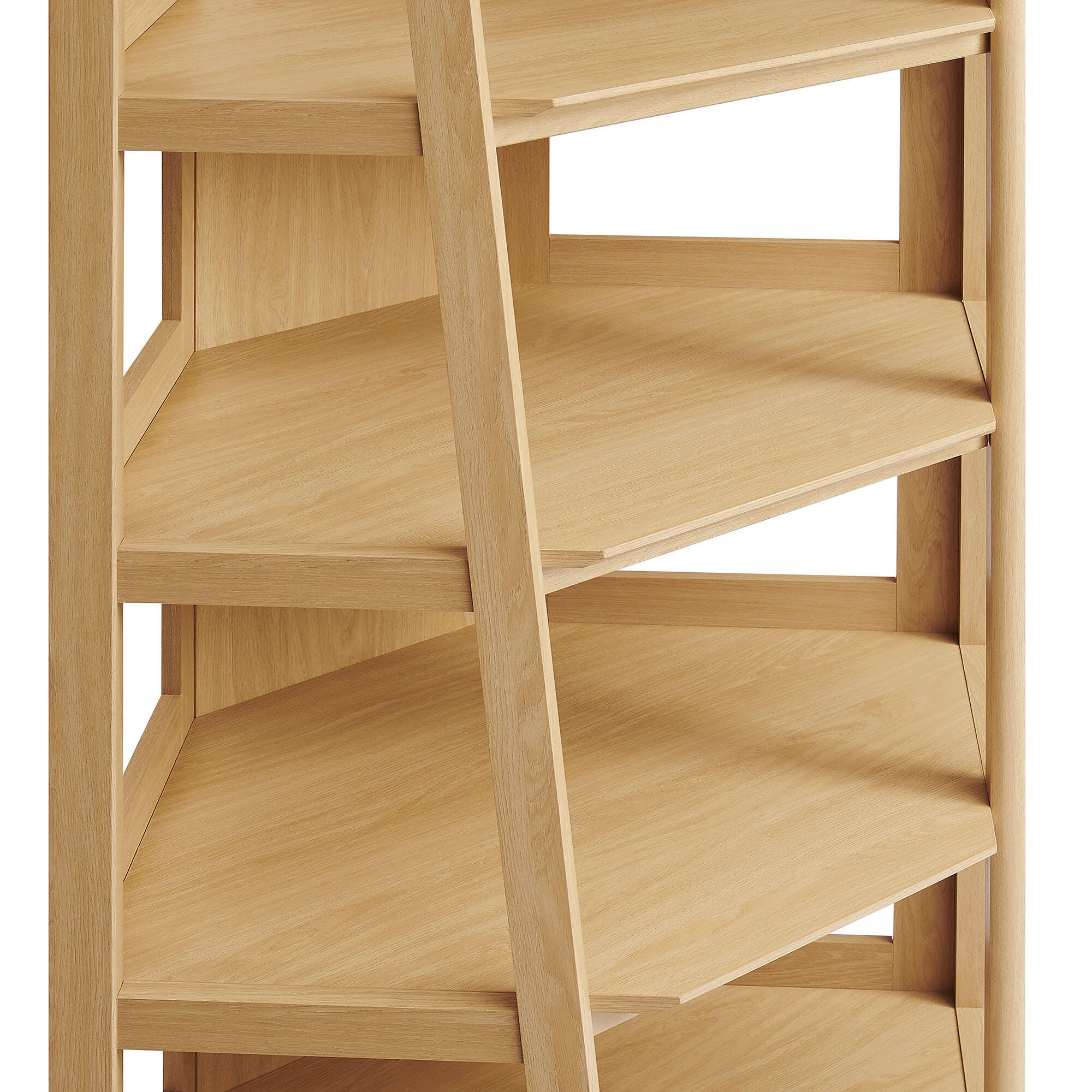 Modway Bixby 71" Corner Bookshelf, Oak, large