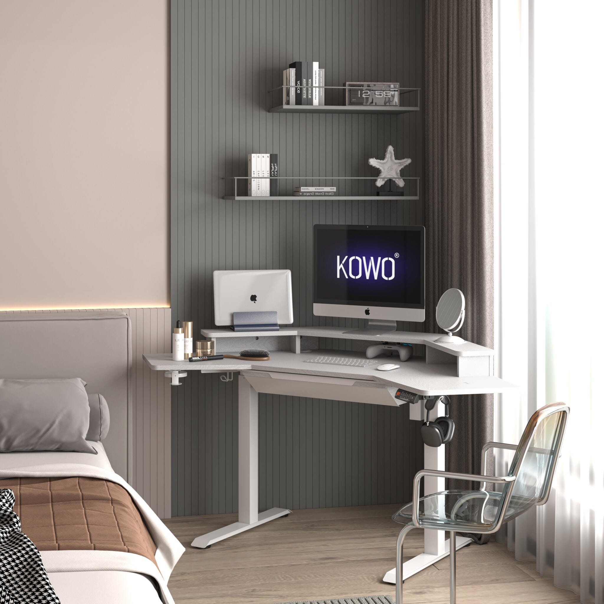 KOWO 67" Corner Adjustable Standing Desk