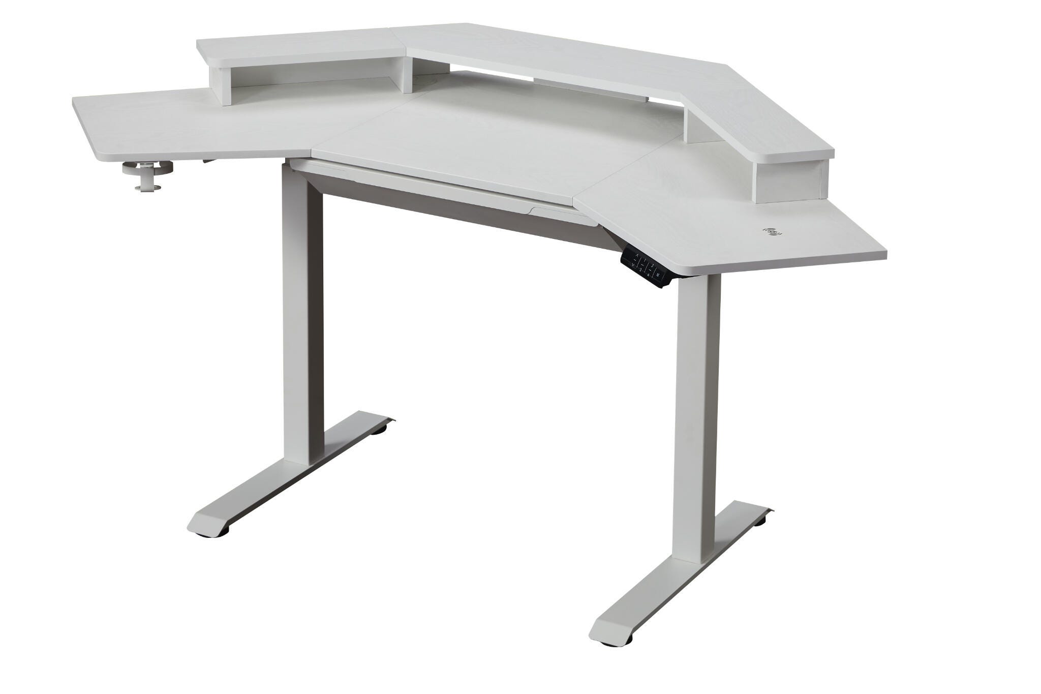 KOWO 67" Corner Adjustable Standing Desk, White, large