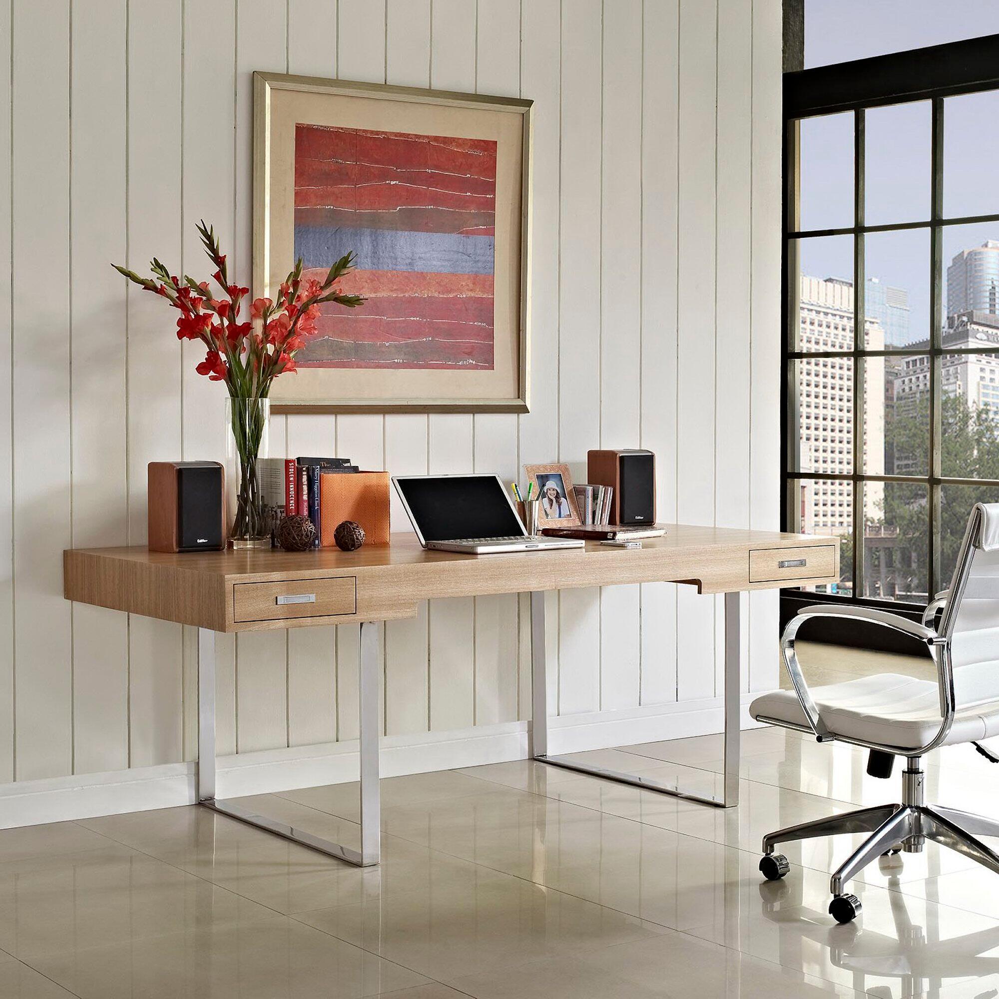 Modway Tinker 75" Home Office Desk, Natural, large