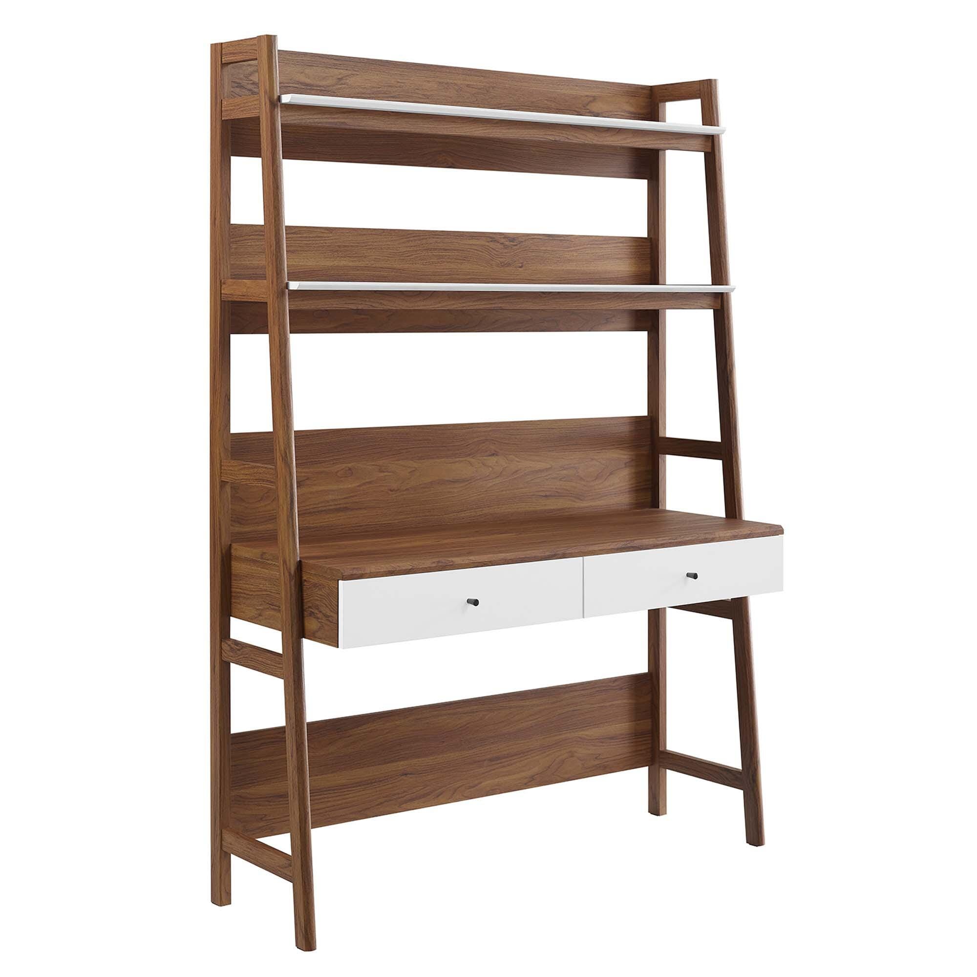 Modway Bixby 19" Home Office Desk, Walnut/White, large