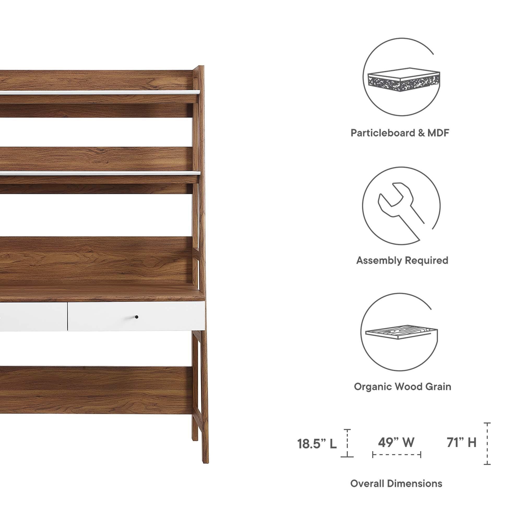 Modway Bixby 19" Home Office Desk, Walnut/White, large
