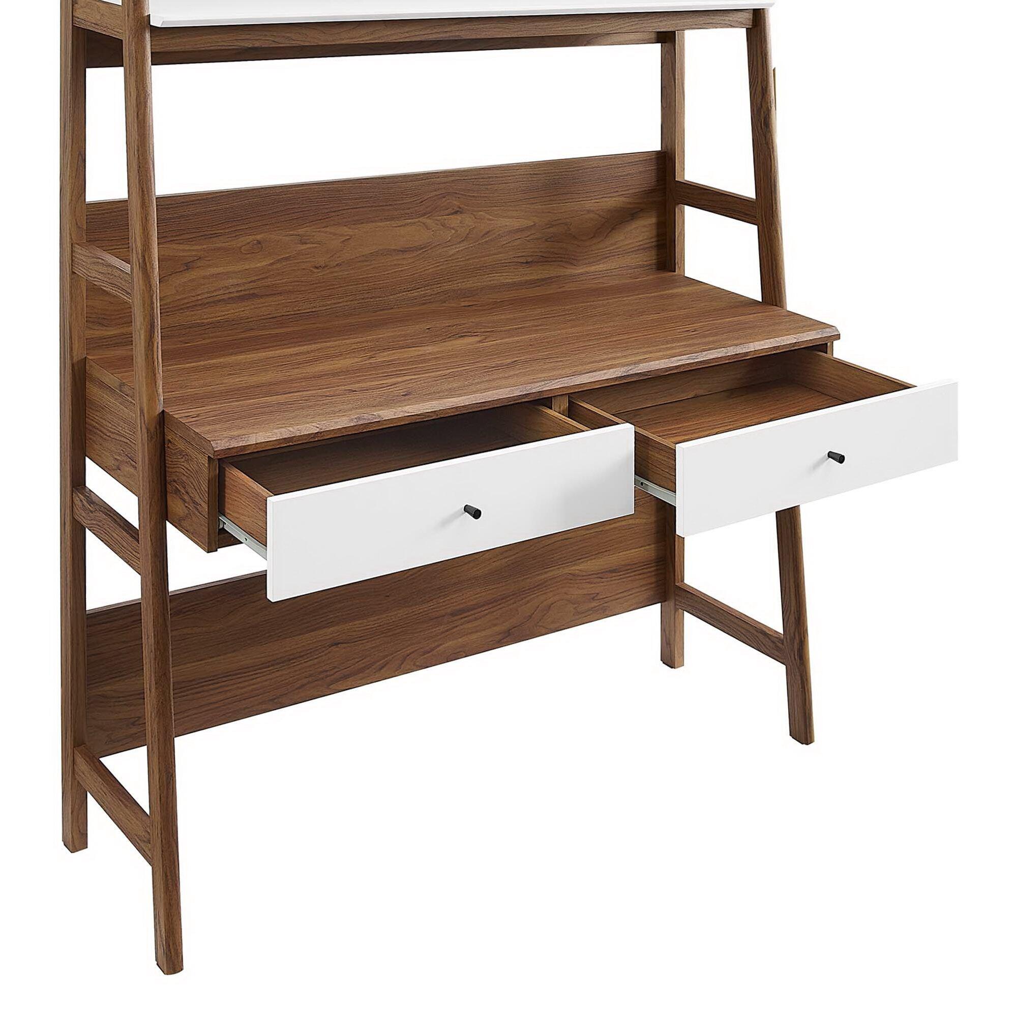 Modway Bixby 19" Home Office Desk, Walnut/White, large