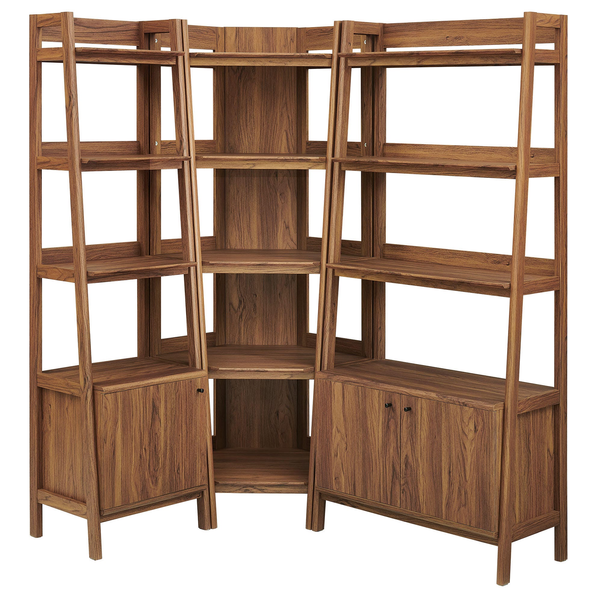 Modway Bixby 71" Corner Bookcase Set, Walnut