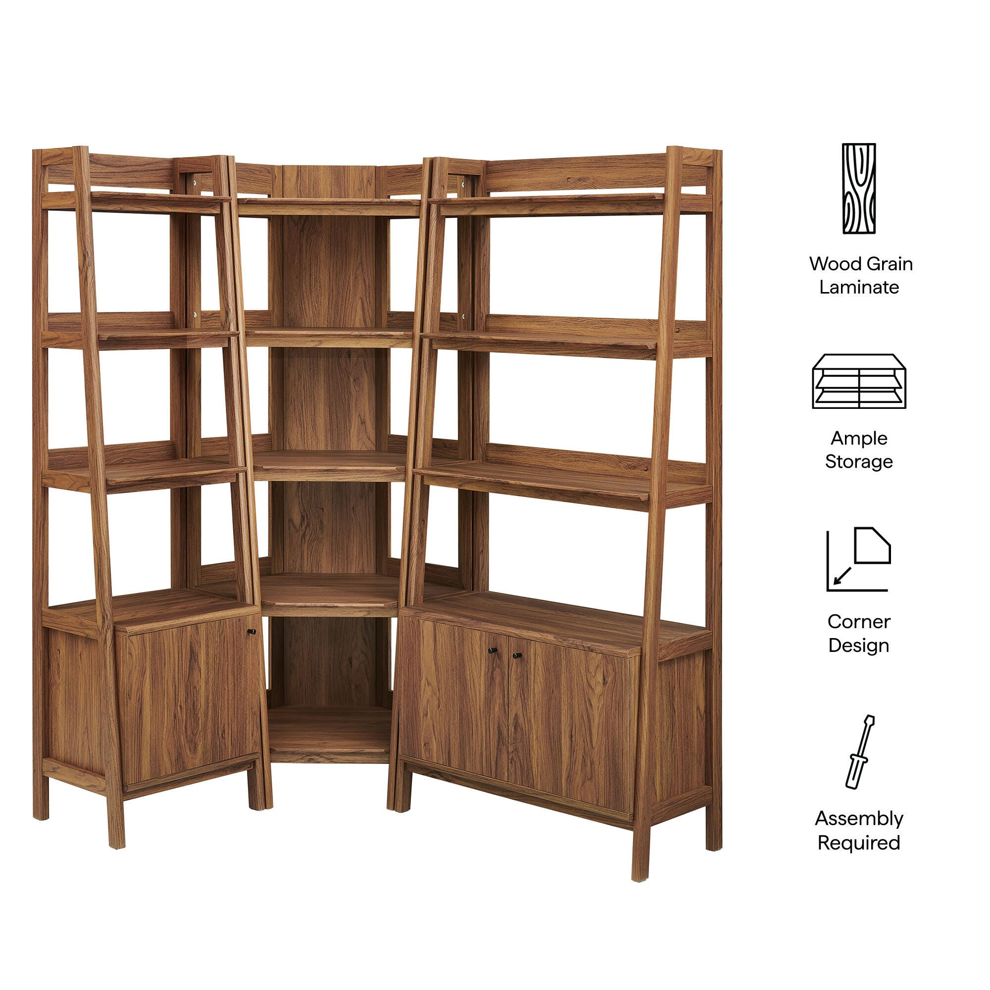 Modway Bixby 71" Corner Bookcase Set, , large