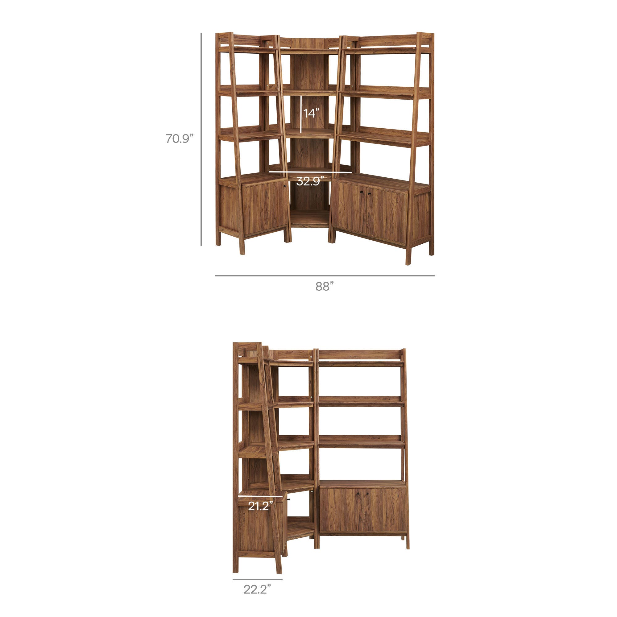 Modway Bixby 71" Corner Bookcase Set, , large