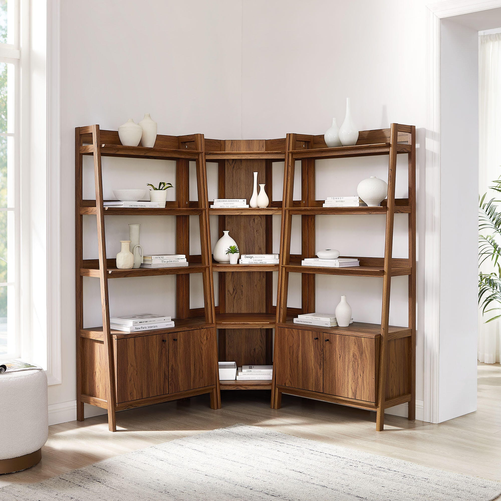 Modway Bixby 71" Corner Wide Bookcase Set