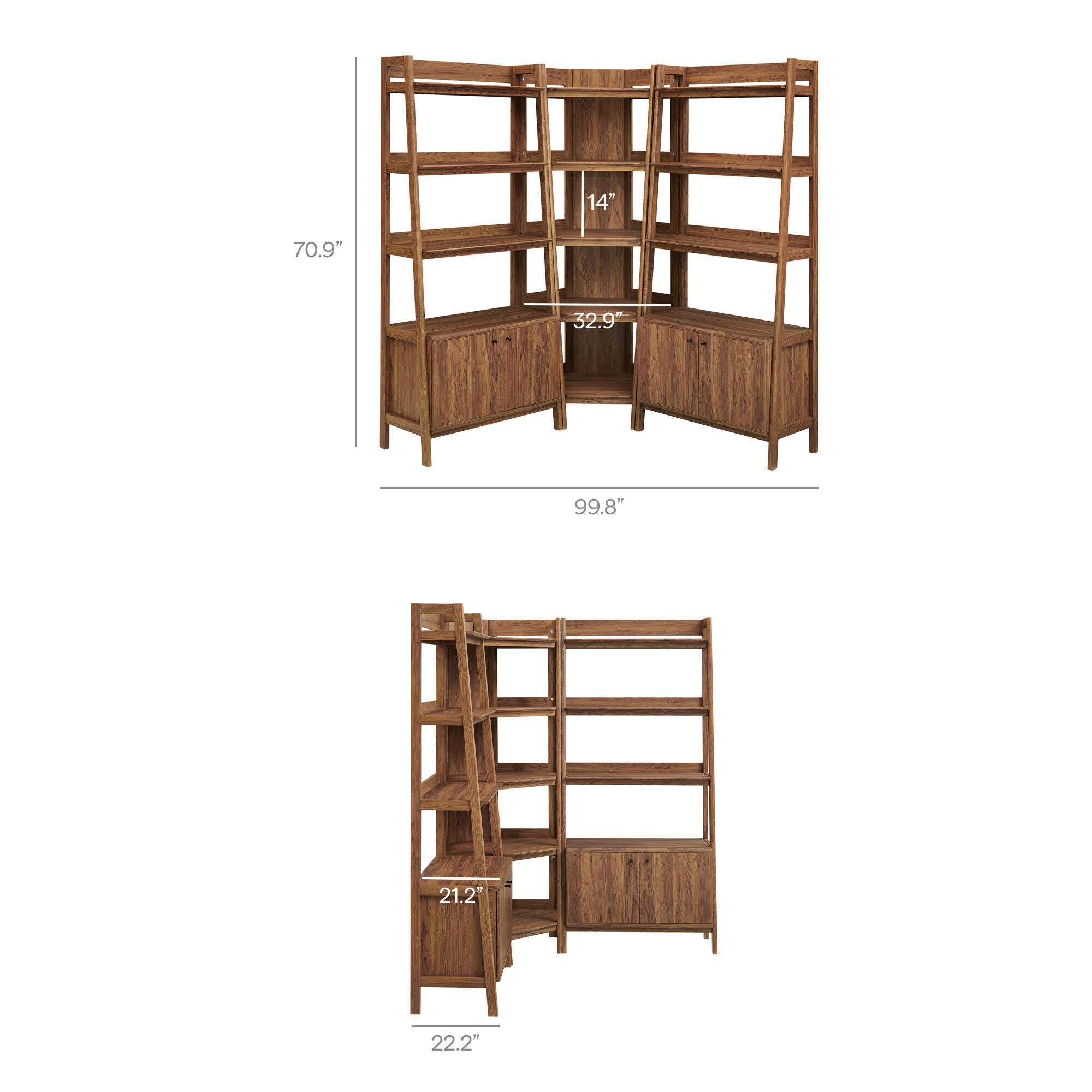 Modway Bixby 71" Corner Wide Bookcase Set, , large