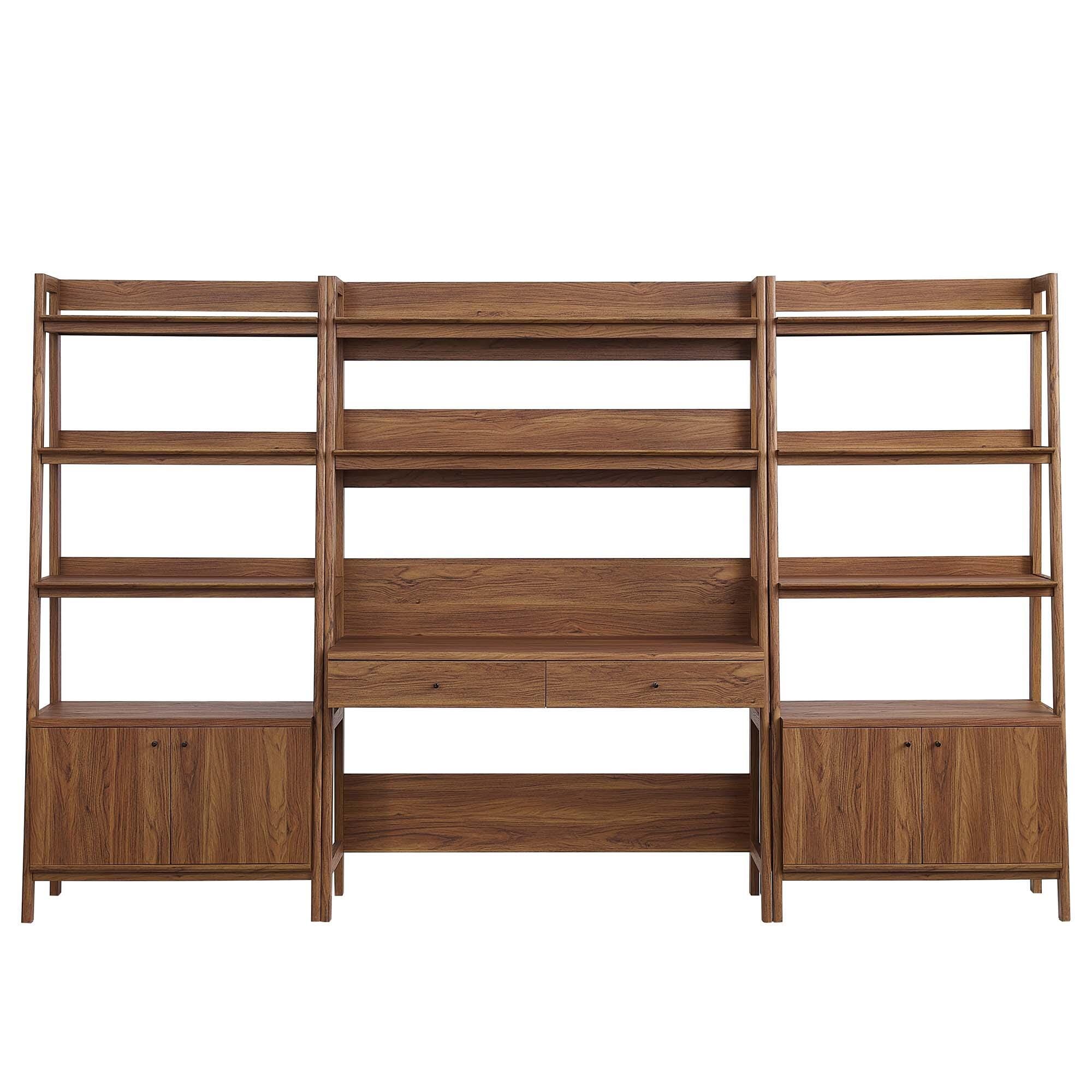Modway Bixby Home Office Desk and Bookcase, Walnut
