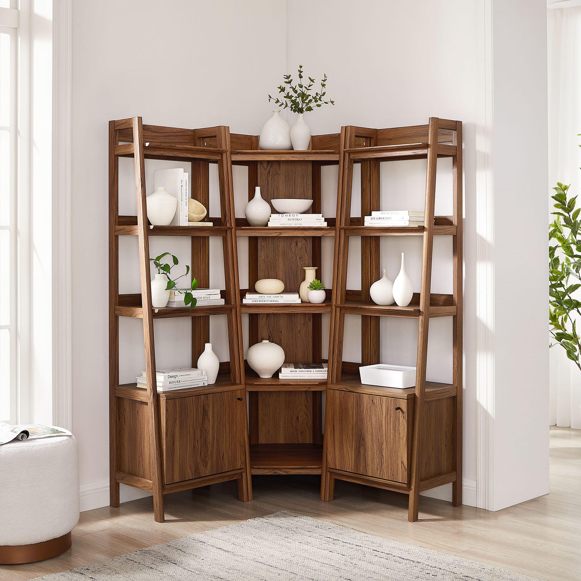 Modway Bixby 71" Corner Narrow Bookcase Set