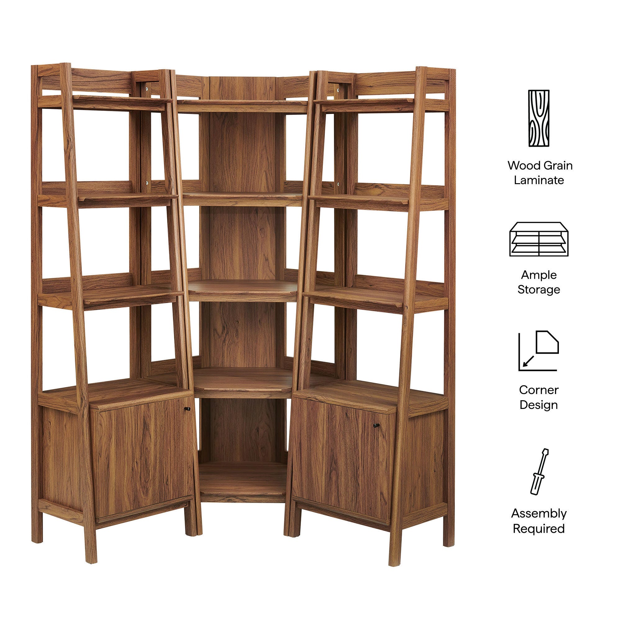 Modway Bixby 71" Corner Narrow Bookcase Set, , large
