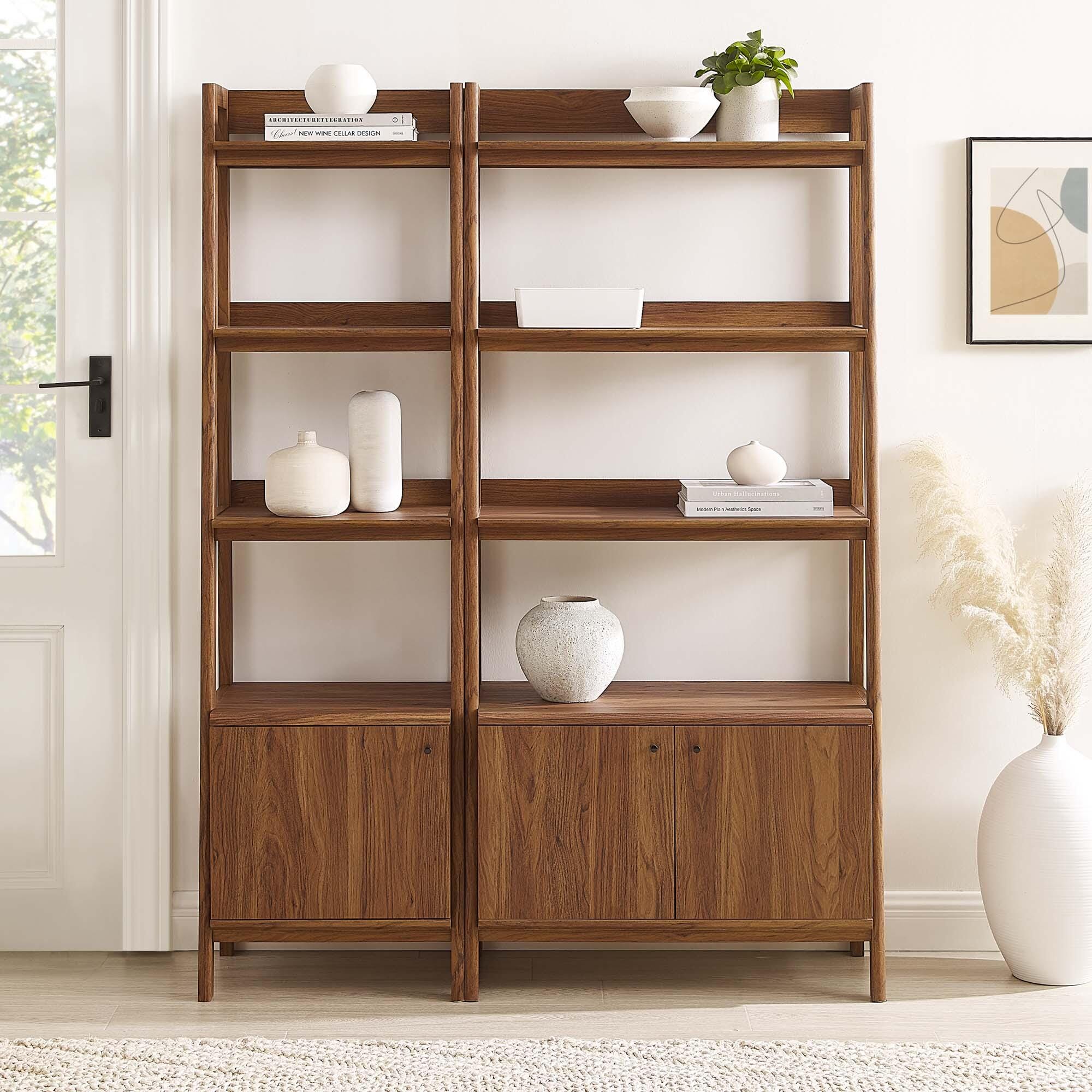 Modway Bixby 71" Bookcase, Walnut, large