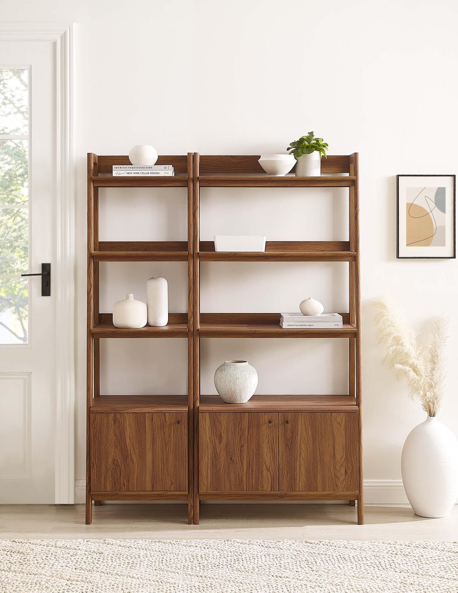 Modway Bixby 71" Bookcase, Walnut, large