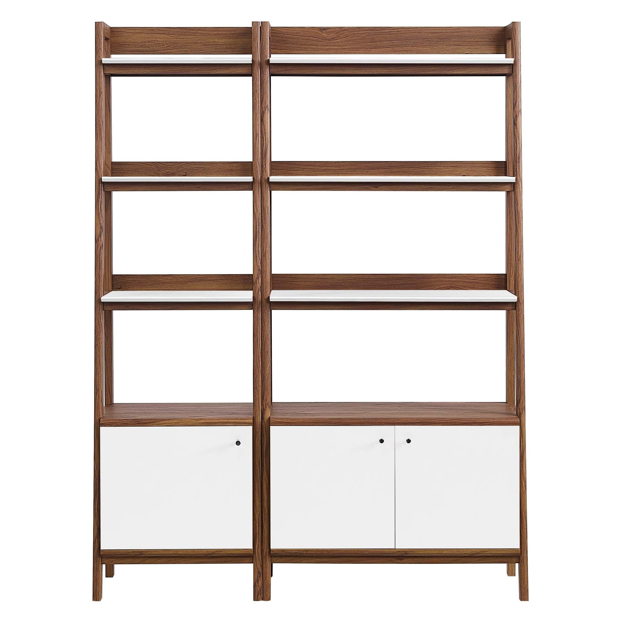 Modway Bixby 71" Bookcase, Walnut/White, large
