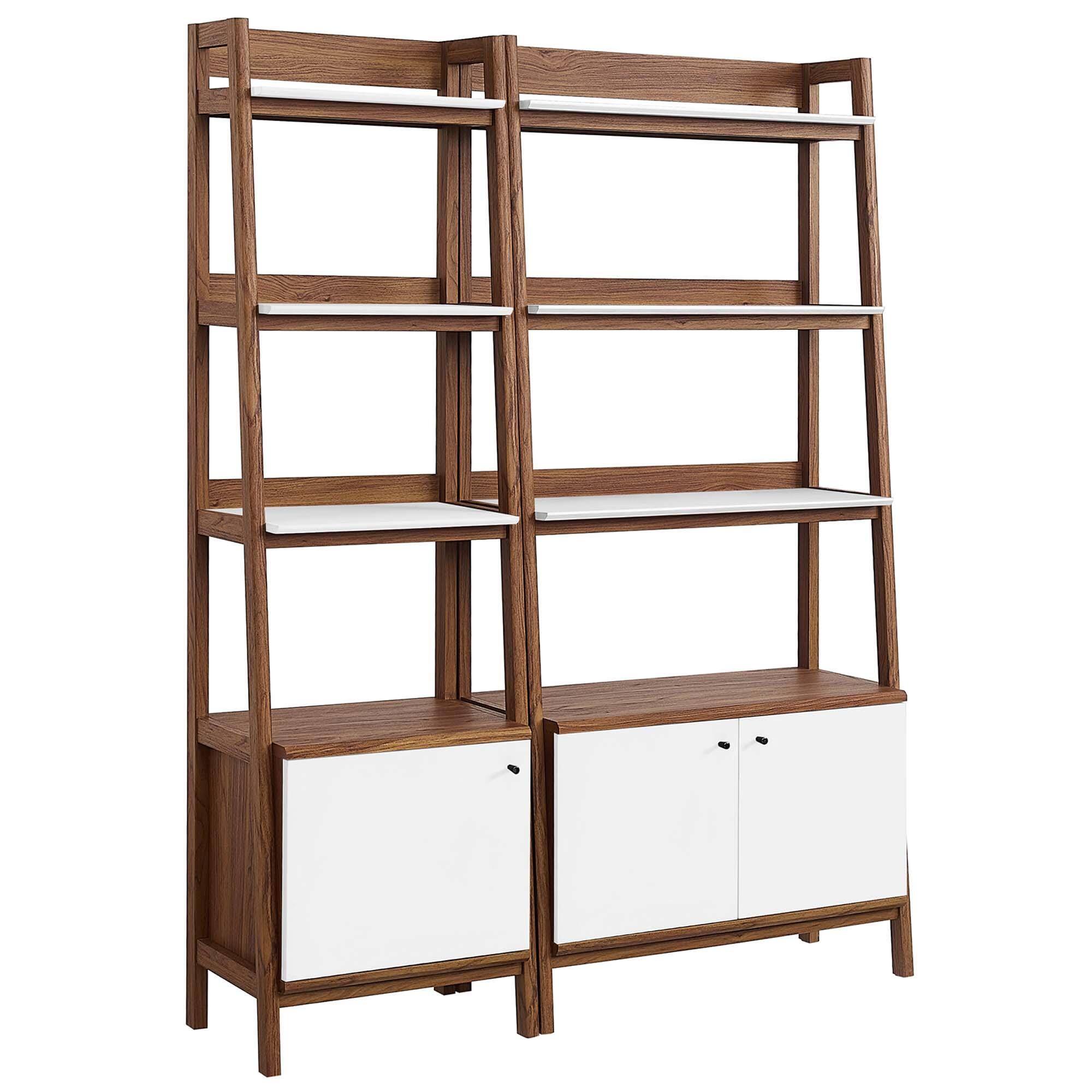 Modway Bixby 71" Bookcase, Walnut/White, large