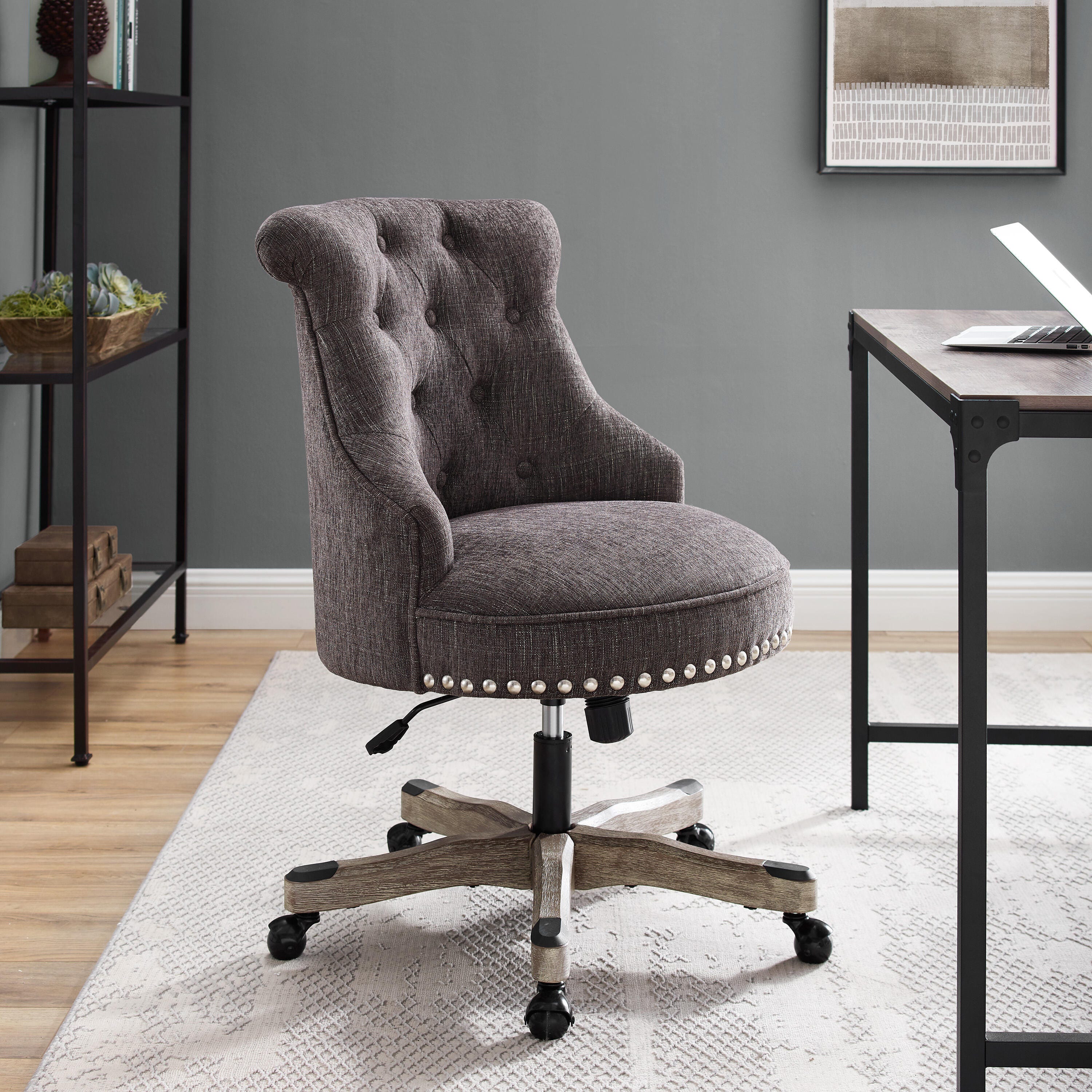 Linon Corbin Office Chair, Dark Gray, rollover