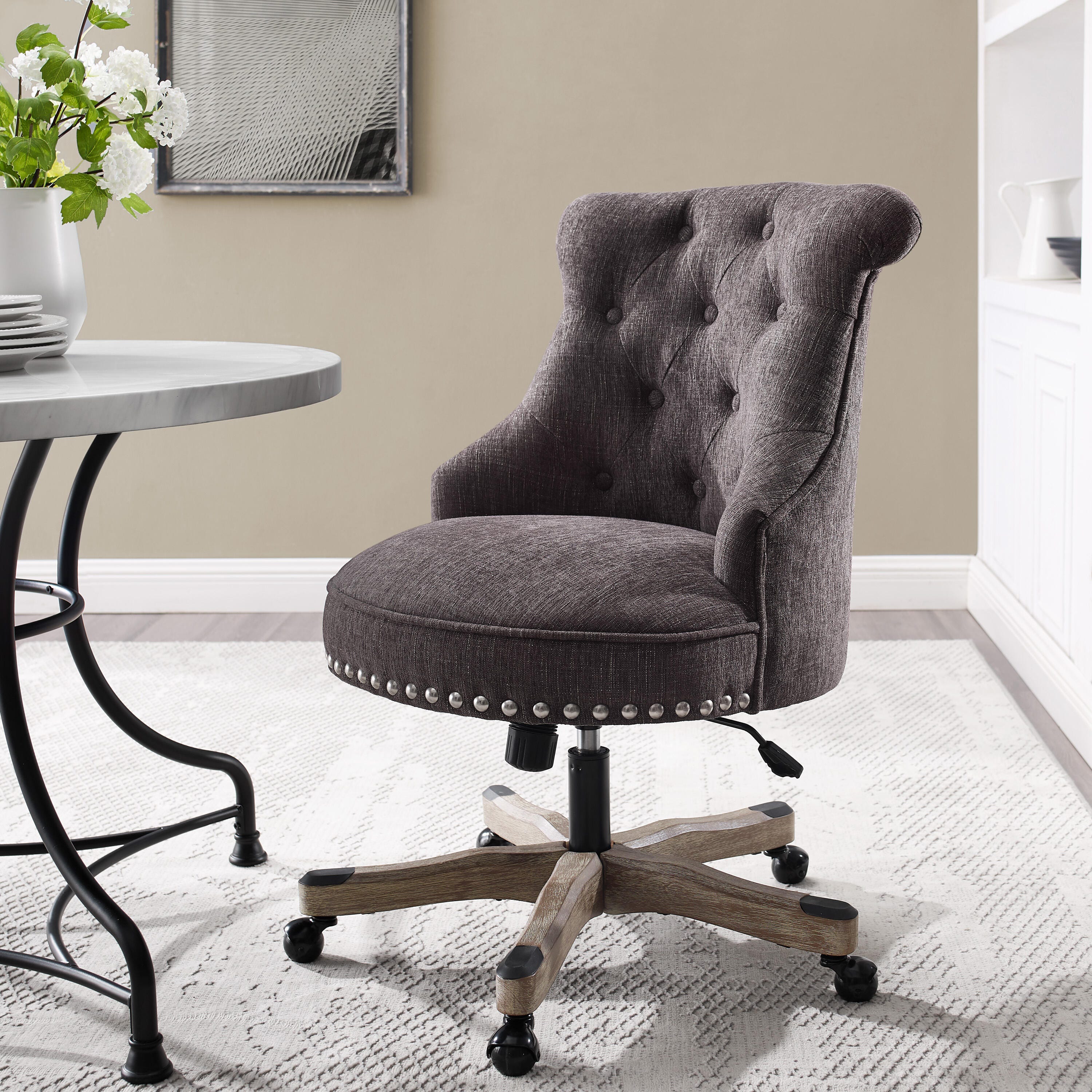 Linon Corbin Office Chair, Dark Gray, large
