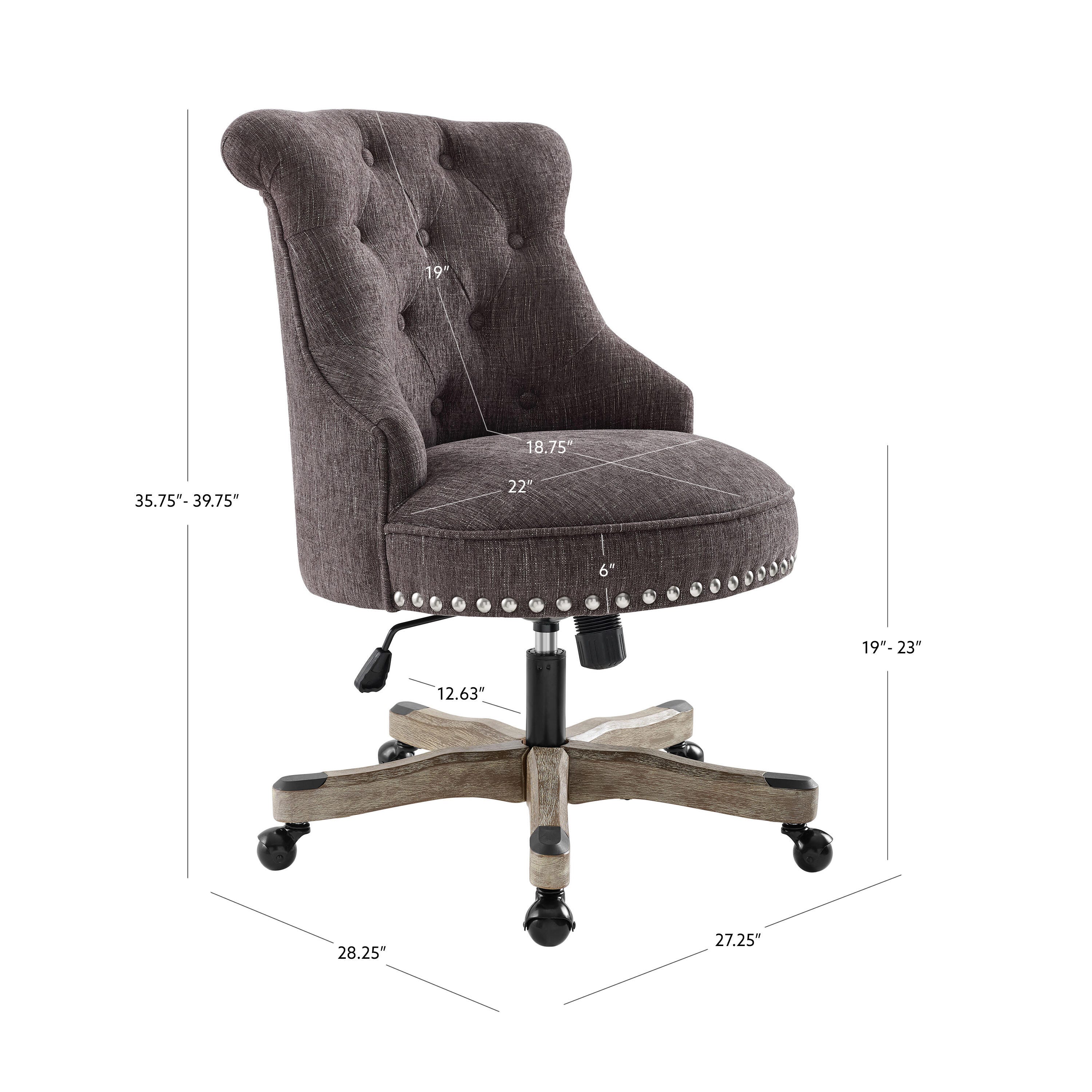 Linon Corbin Office Chair, Dark Gray, large