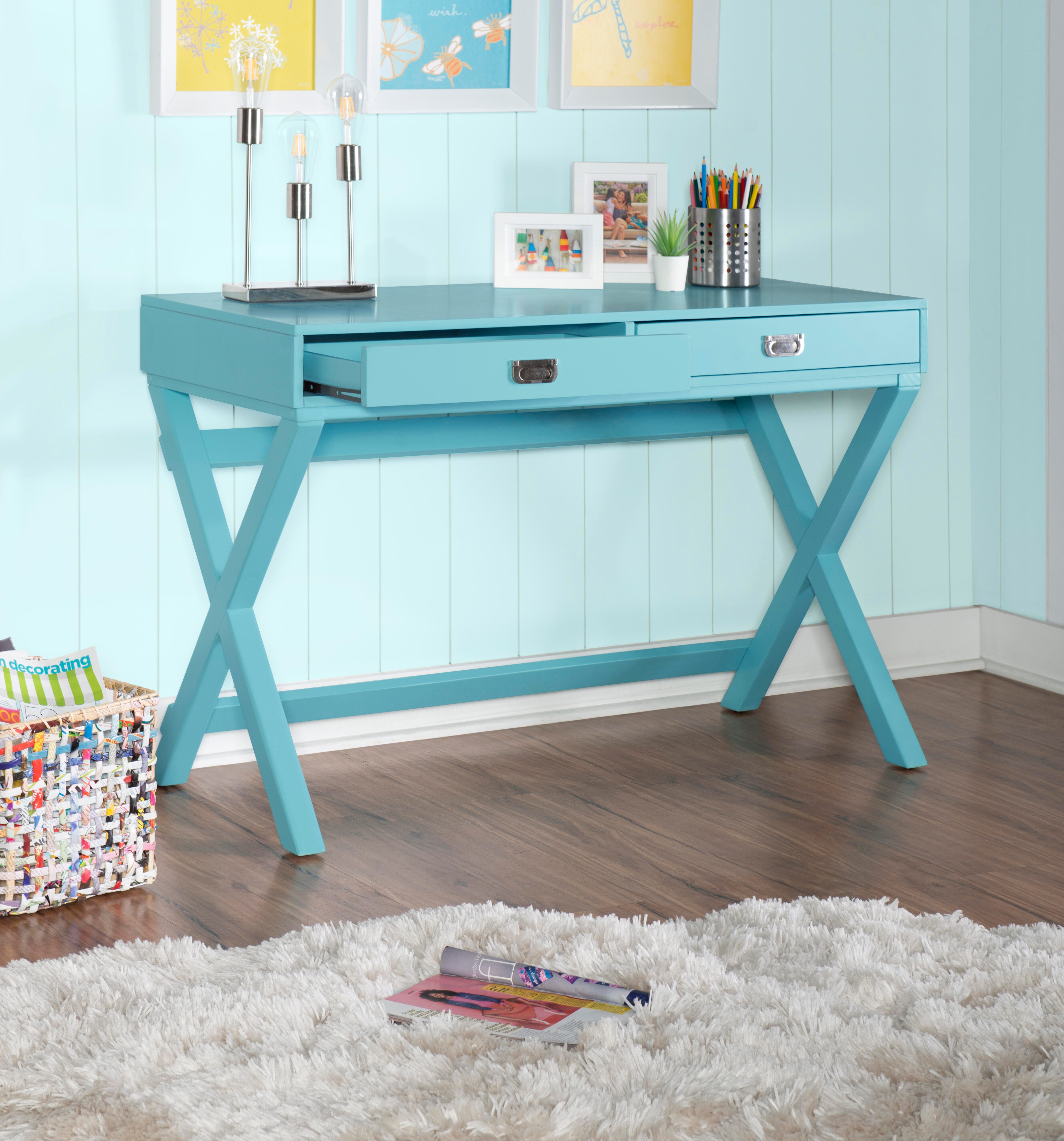 Linon Piper Desk, Blue, large