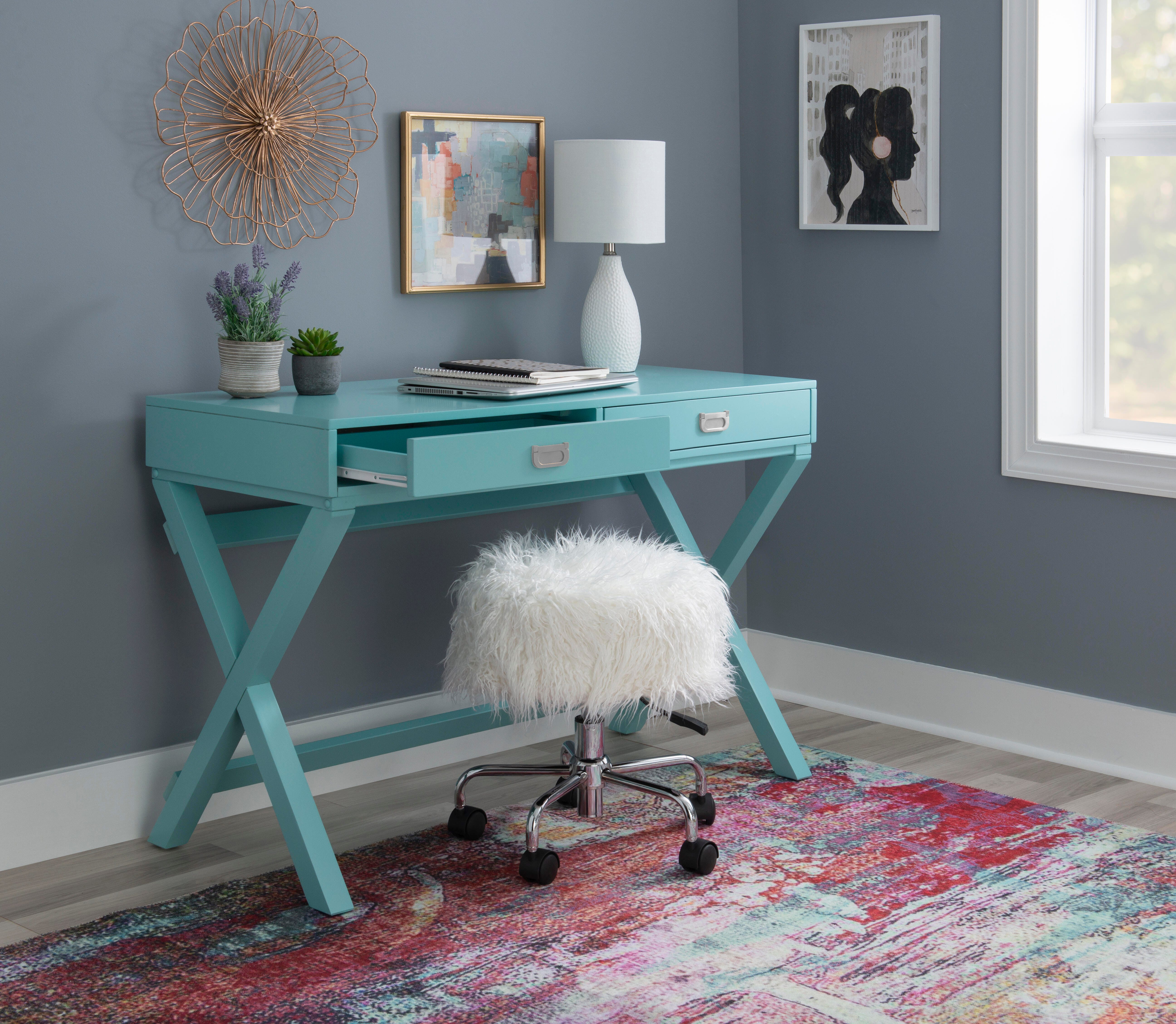 Linon Piper Desk, Blue, large
