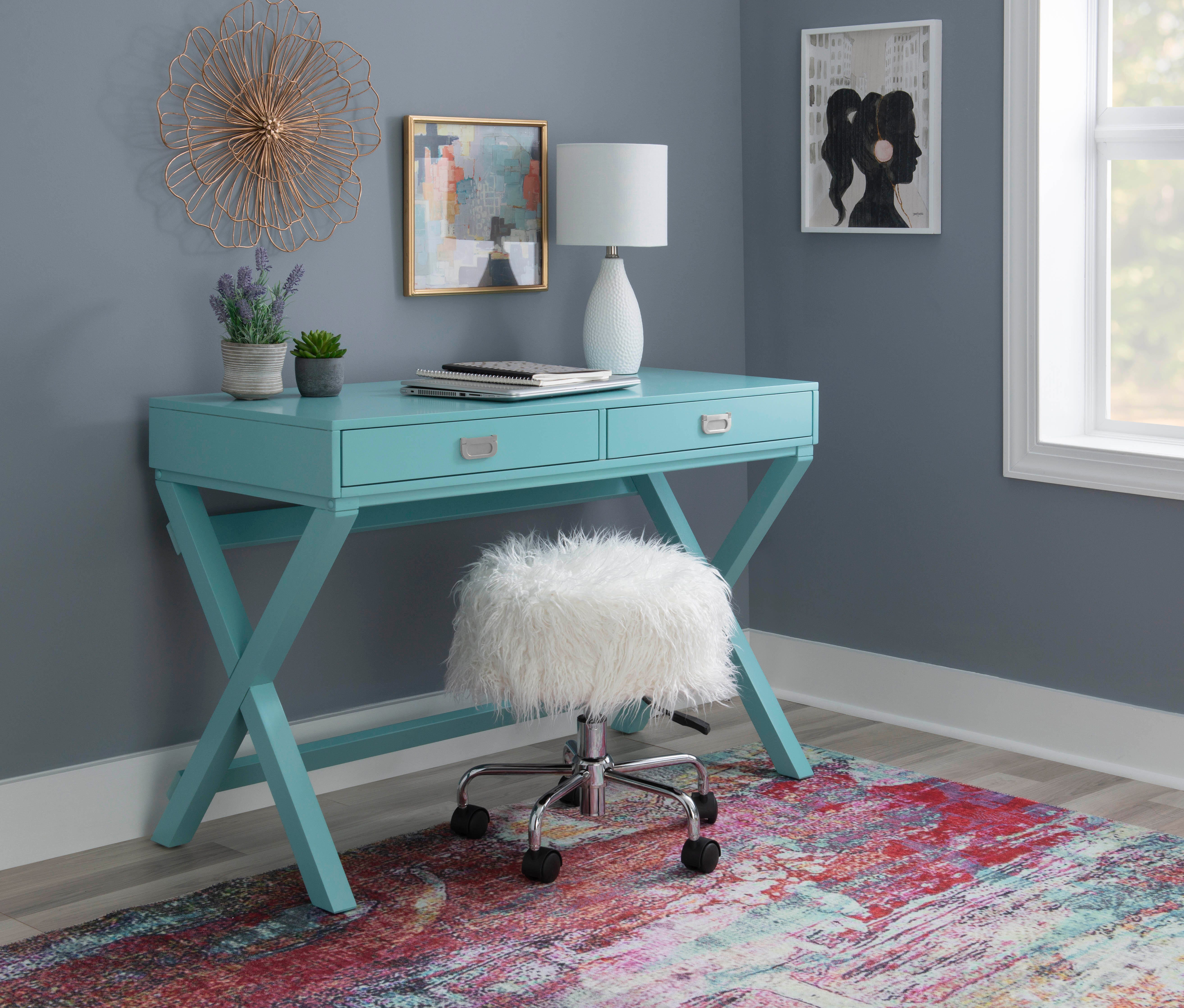 Linon Piper Desk, Blue, large