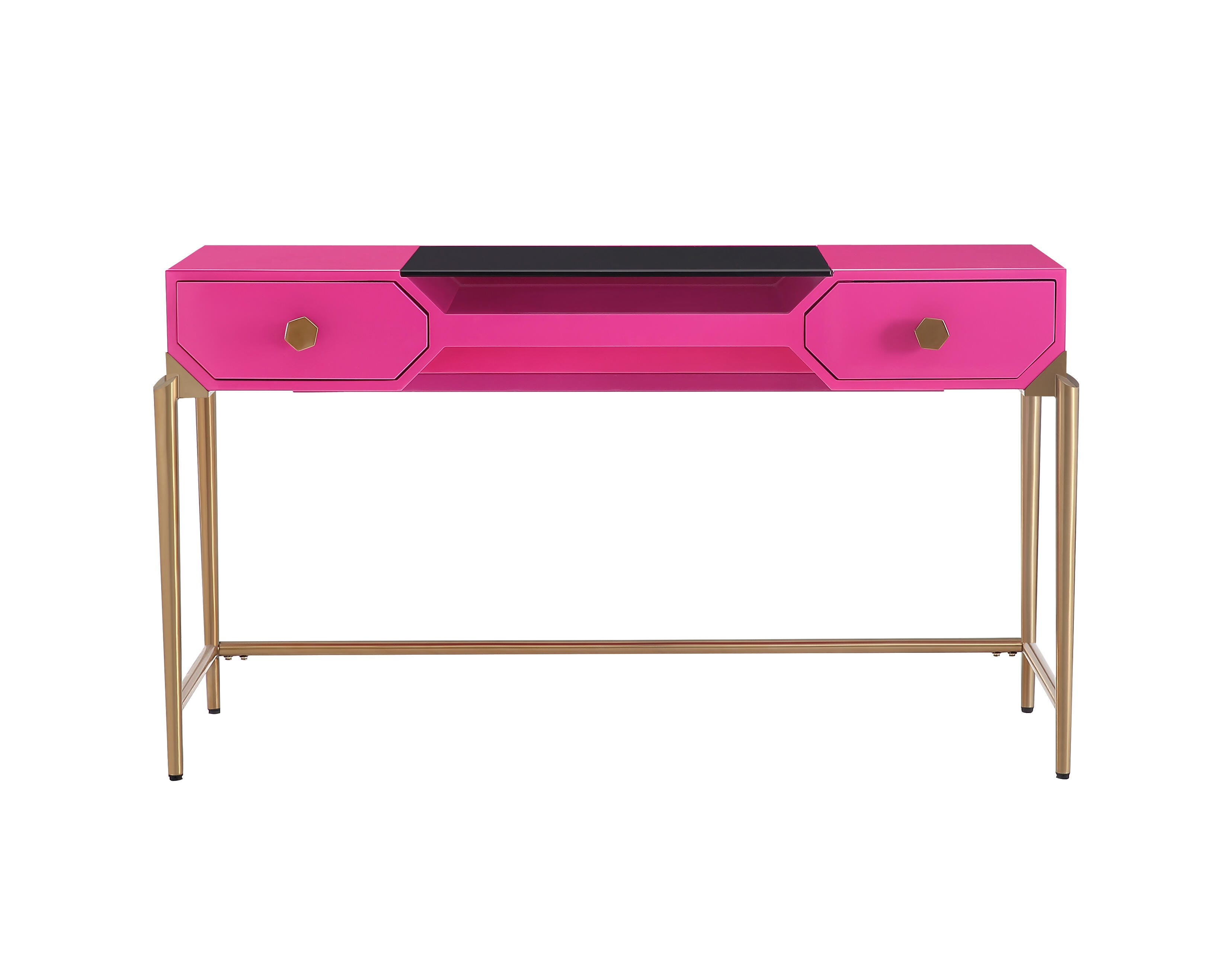 TOV Furniture Bajo Pink Lacquer Desk, Pink, large