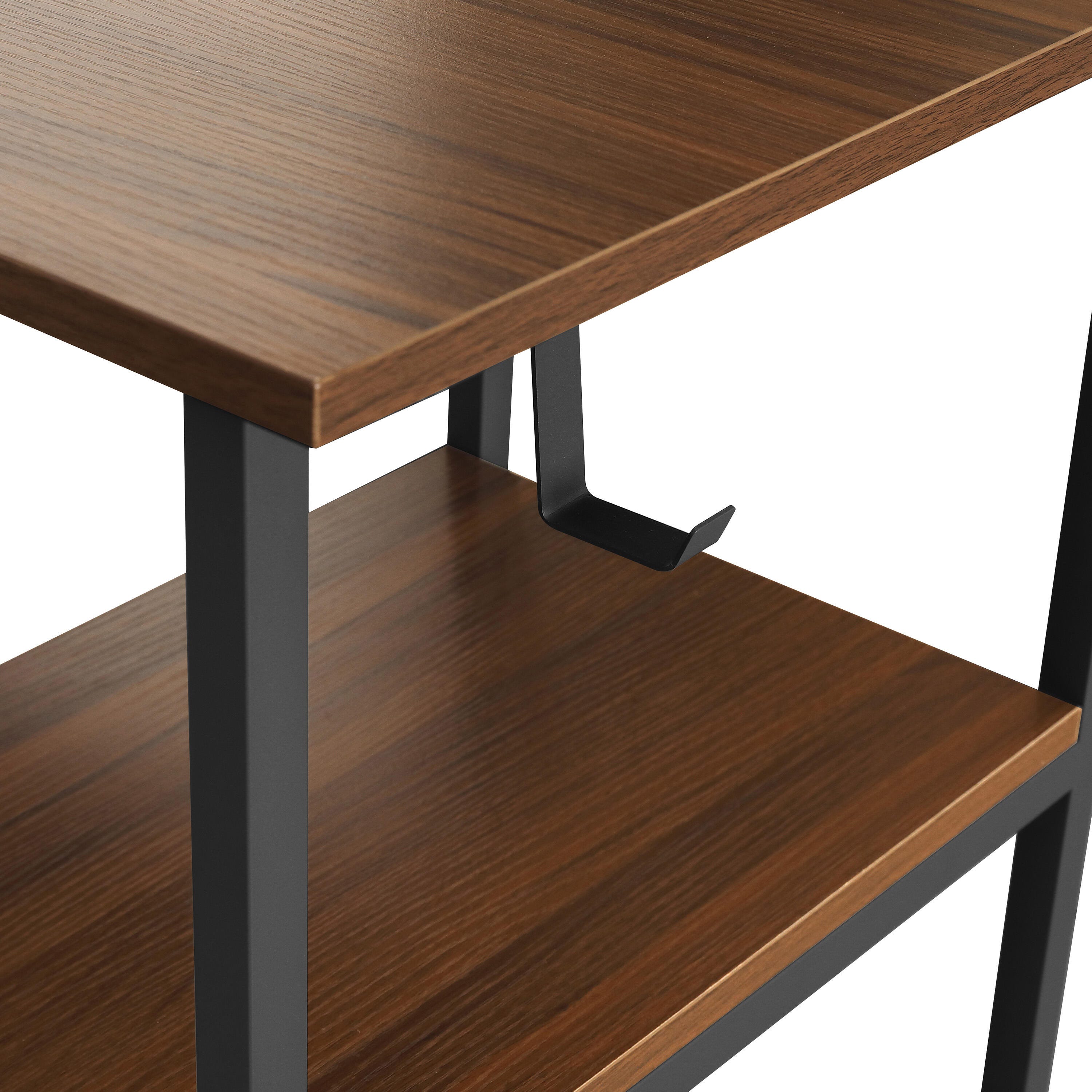 Techni Mobili L-Shape Home Office Desk with Storage, Walnut, Walnut, large